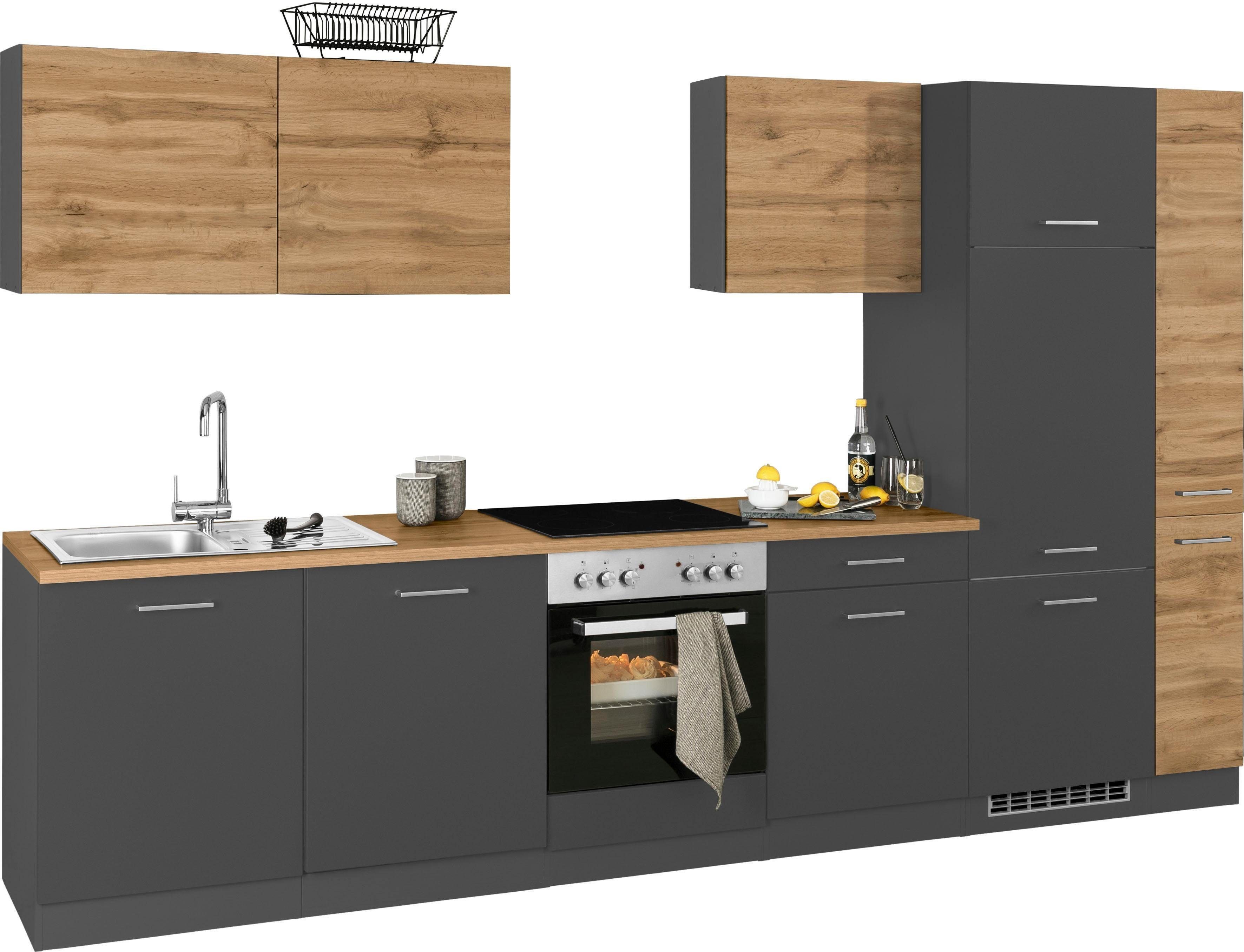 KOCHSTATION Küchenzeile KS-Kehl, ohne E-Geräte, Breite 330 cm, für Kühlschrank