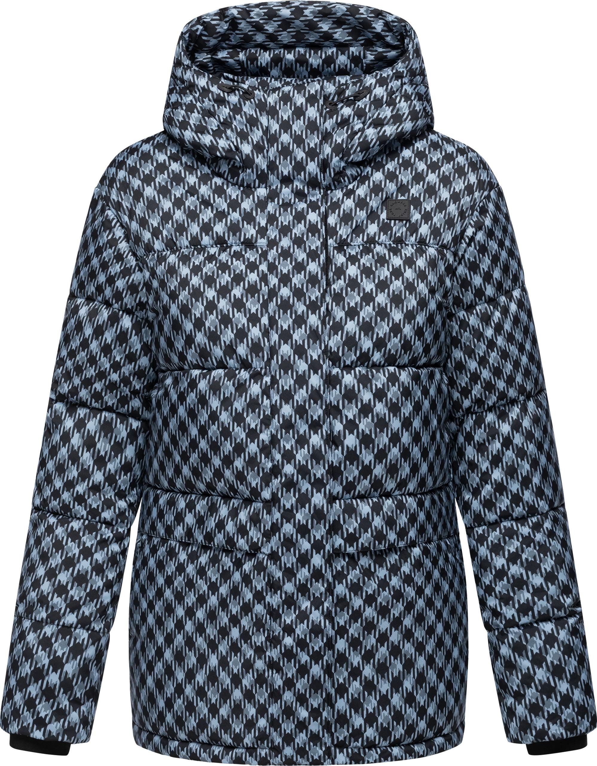 Ragwear Steppjacke Wikesh Print Wasserdichte Damen Winterjacke mit Hahnentritt-Muster