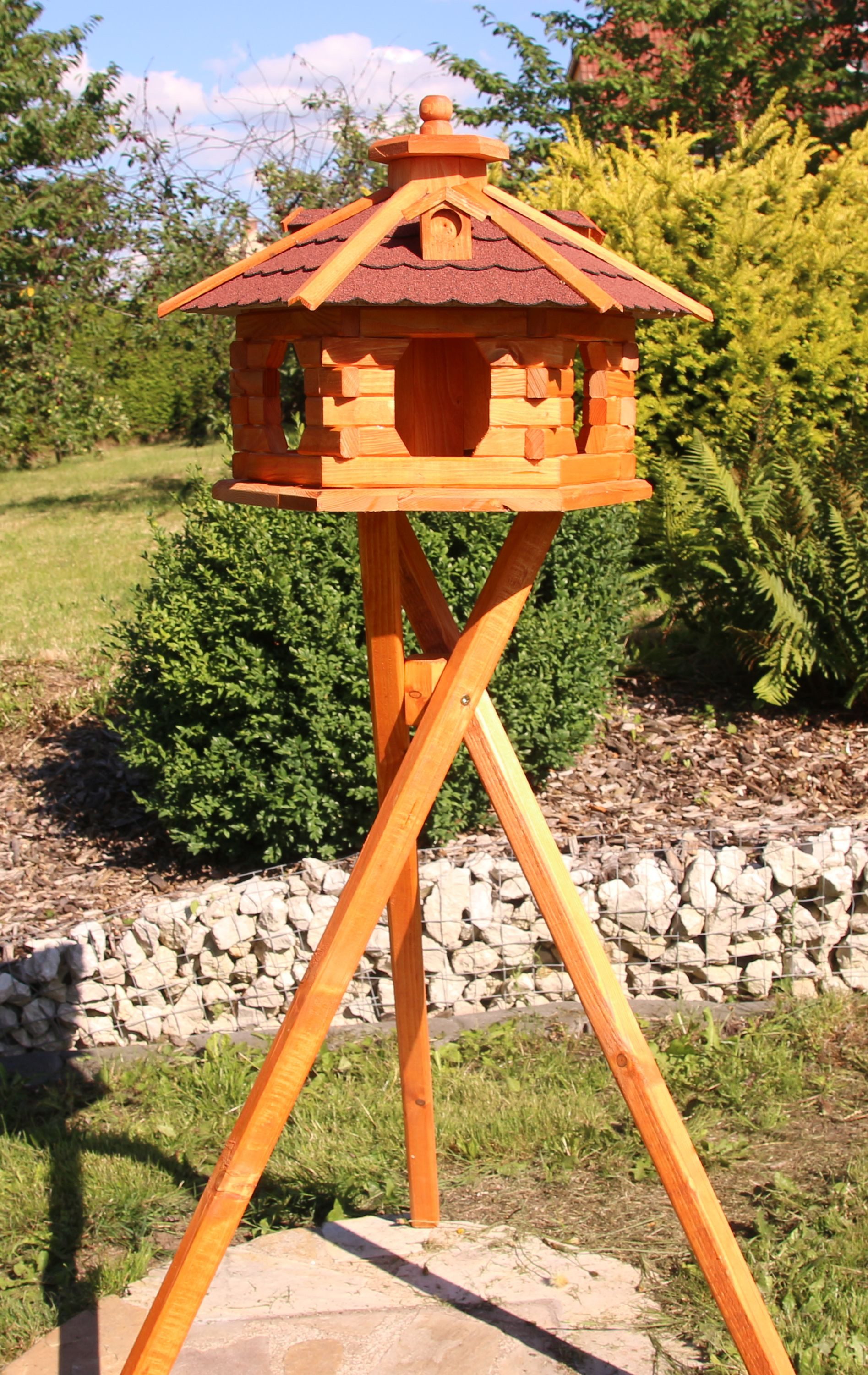 Holzdekoladen Vogelhaus XL Vogelhaus mit Ständer 57x37 cm wetterfest