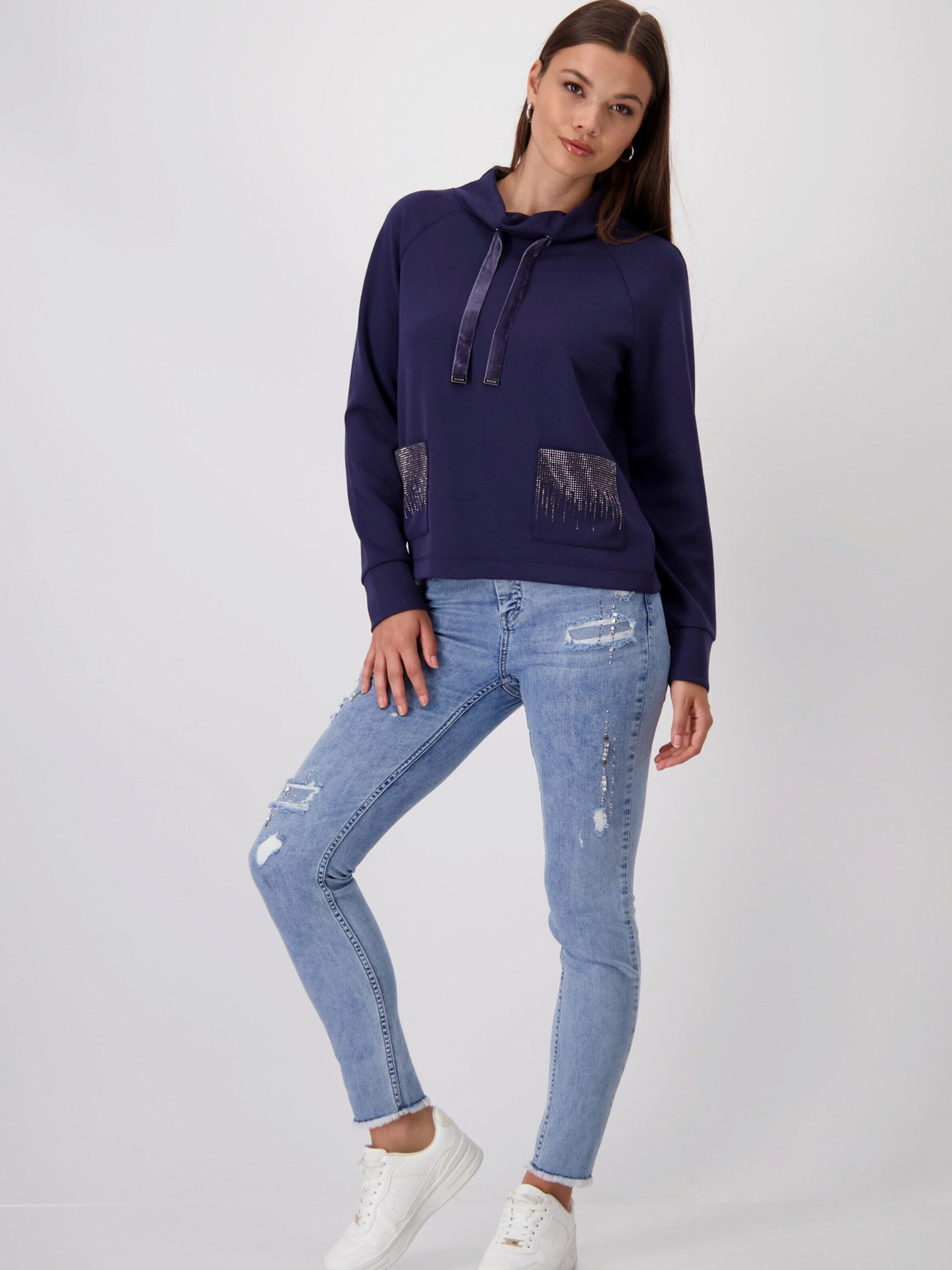 Monari Sweatshirt (1-tlg) Ziersteine