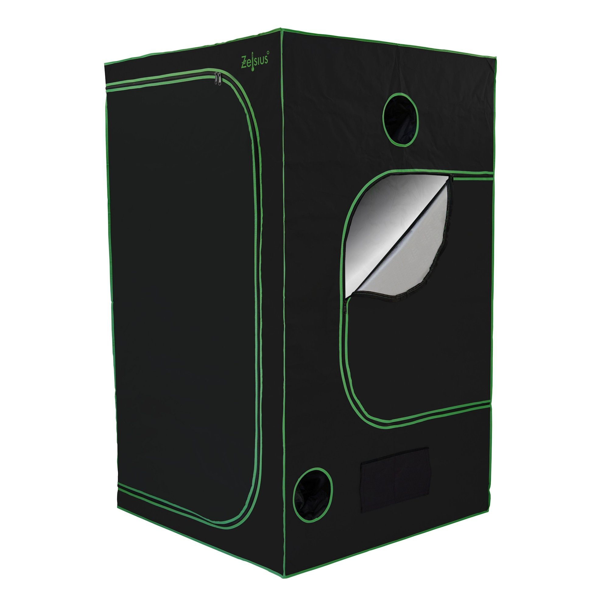 Gewächshaus Grow Tent 120 x 120 x 200 cm schwarz/grün Pflanzenzucht Indoor