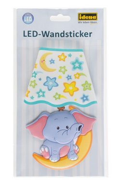 Idena Wandsticker Idena 31257 - LED Wandsticker Lampe Elefant, mit Lichtsensor, ca. 21