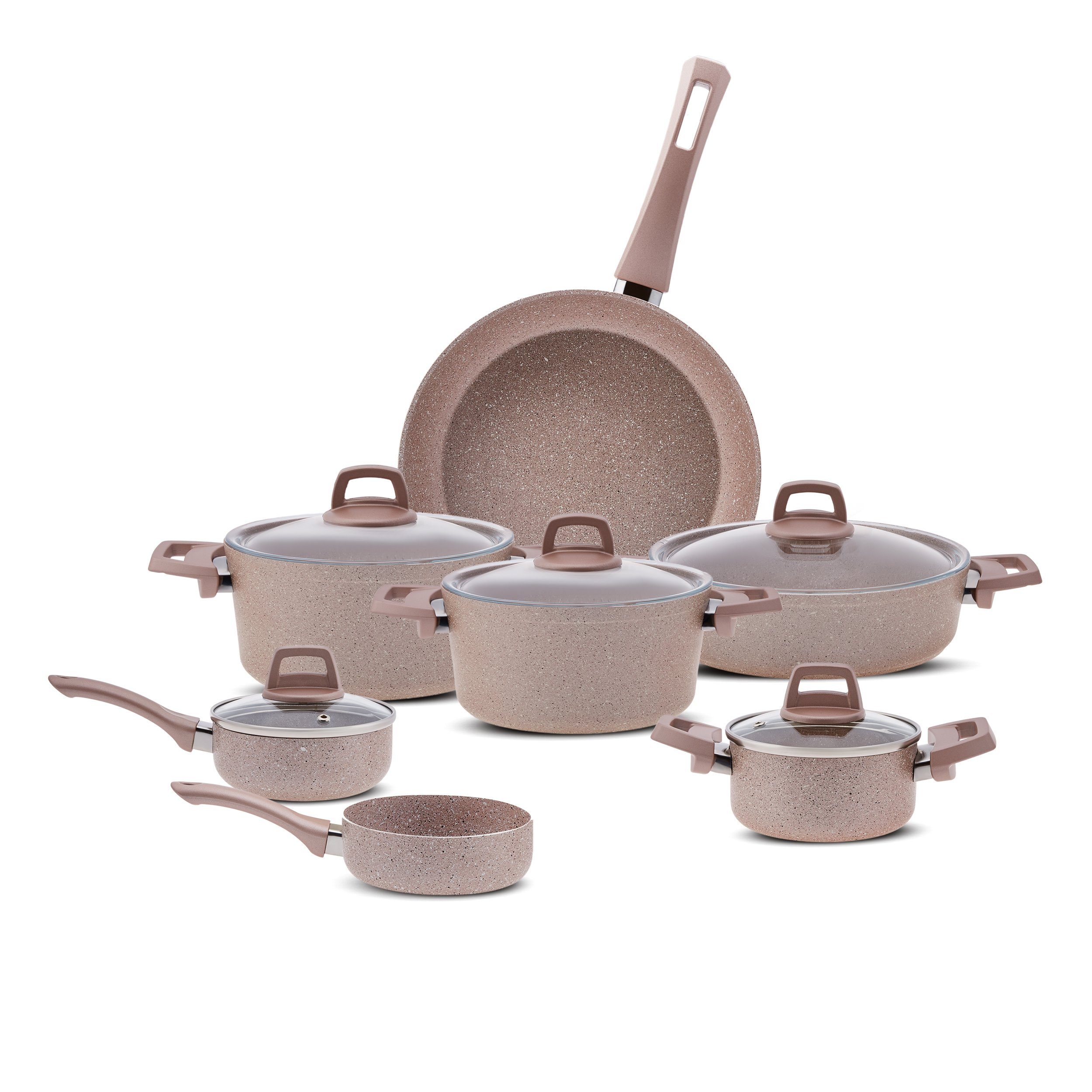 Karaca Topf-Set Biogranit Rosegold 12-teiliges Kochtopf-Set