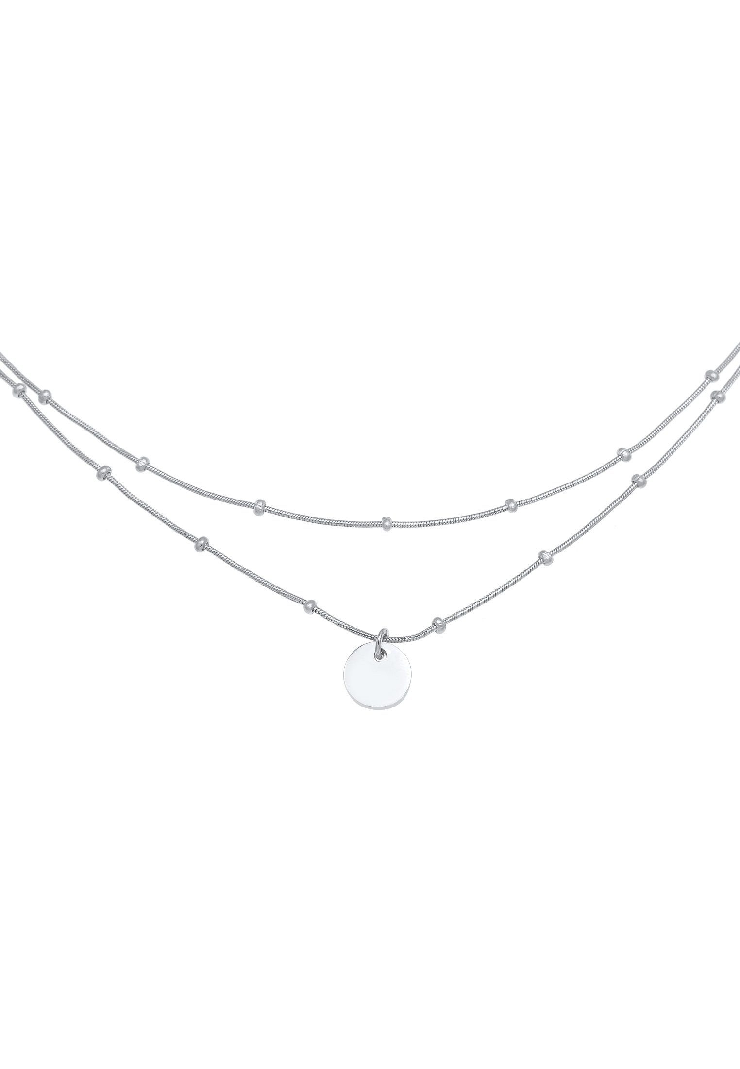 925 Silber Plättchen Choker Kugelkette Elli Layer Collier