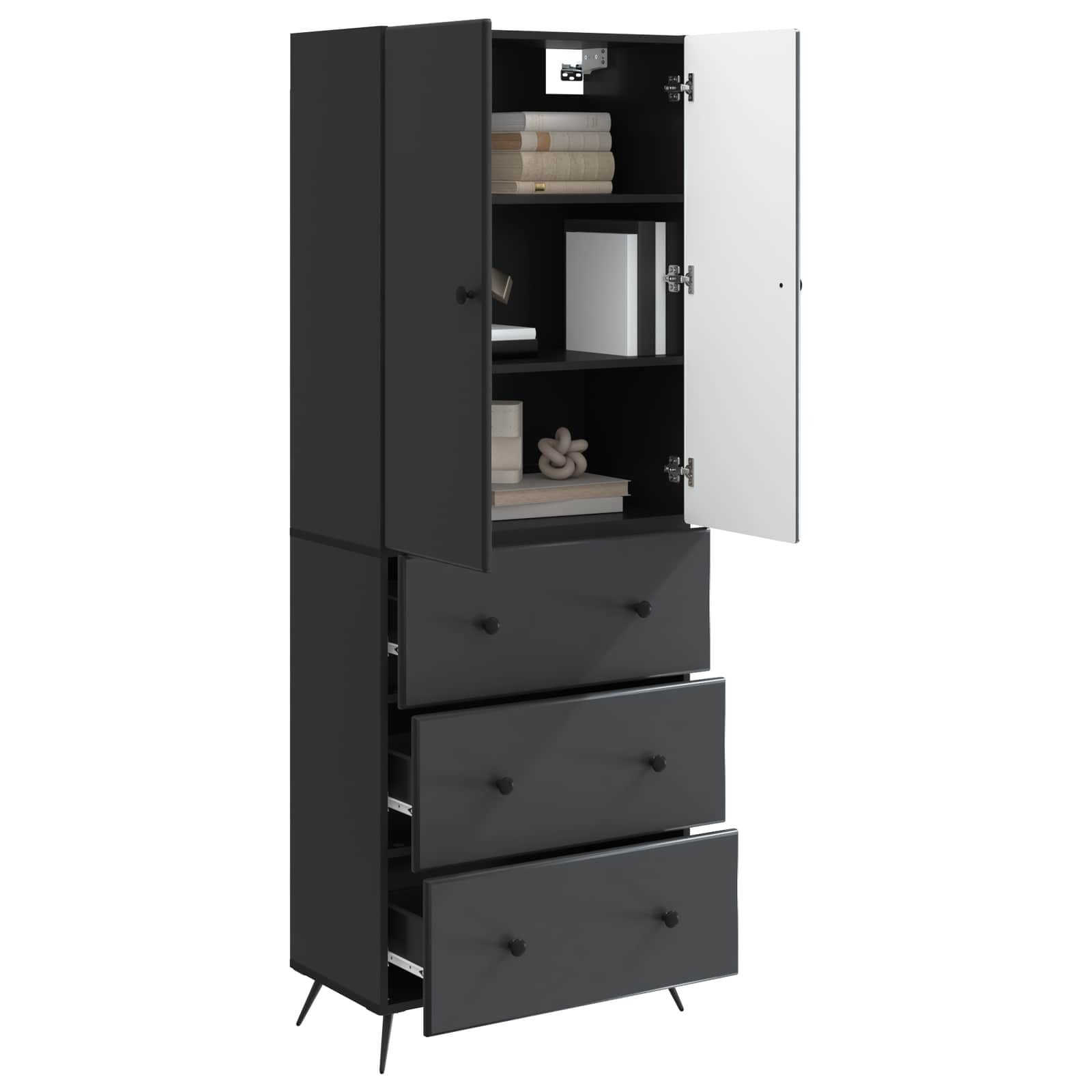 vidaXL Schranksystem Schrankset 2 stk. 66 x 34,5 x 90 cm Holzwerkstoff Schwarz (2-St)