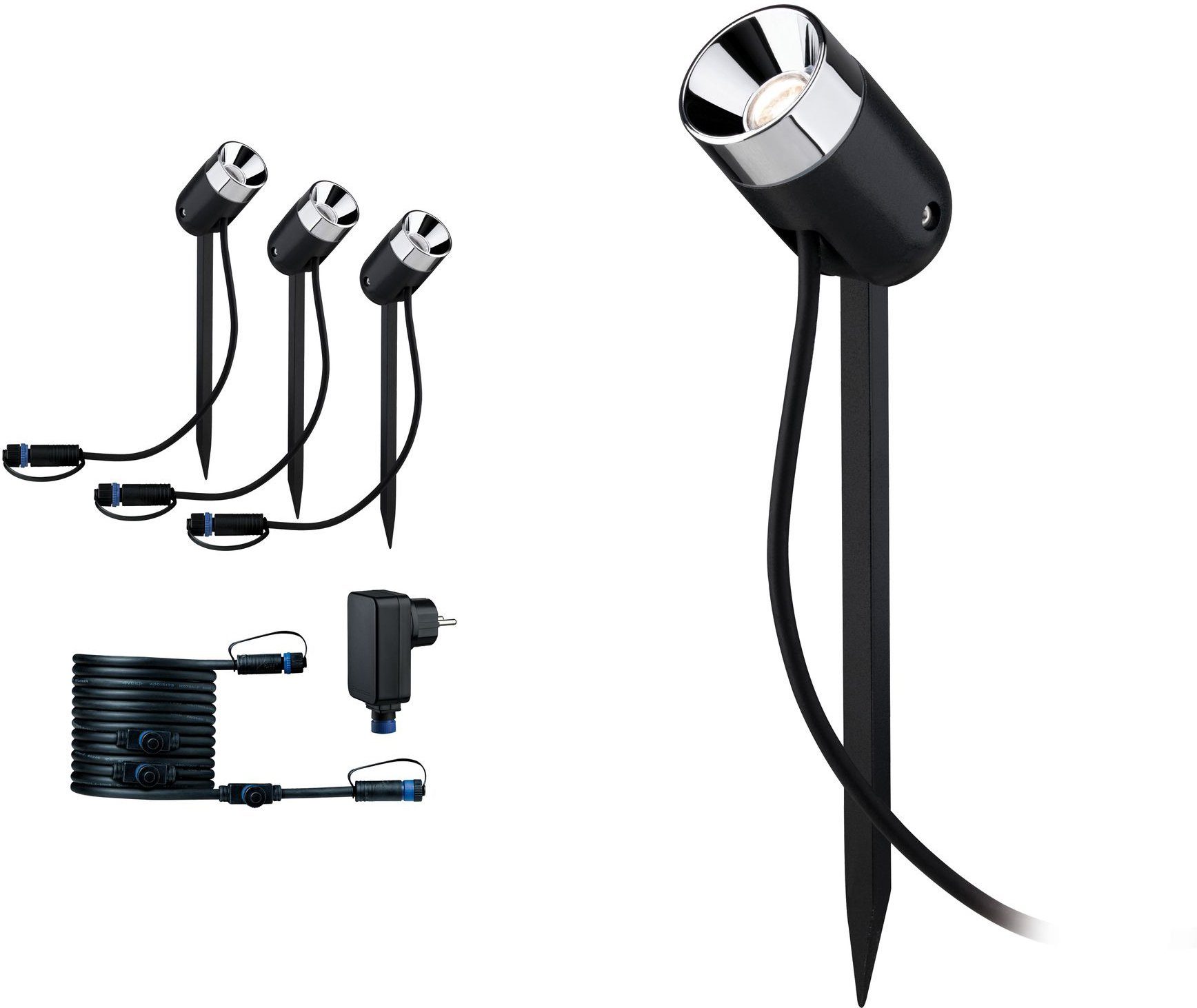 Paulmann LED Gartenstrahler Plug & Shine, Plug & Shine, LED fest integriert, Warmweiß, LED-Modul, 3000K 24V Anthrazit