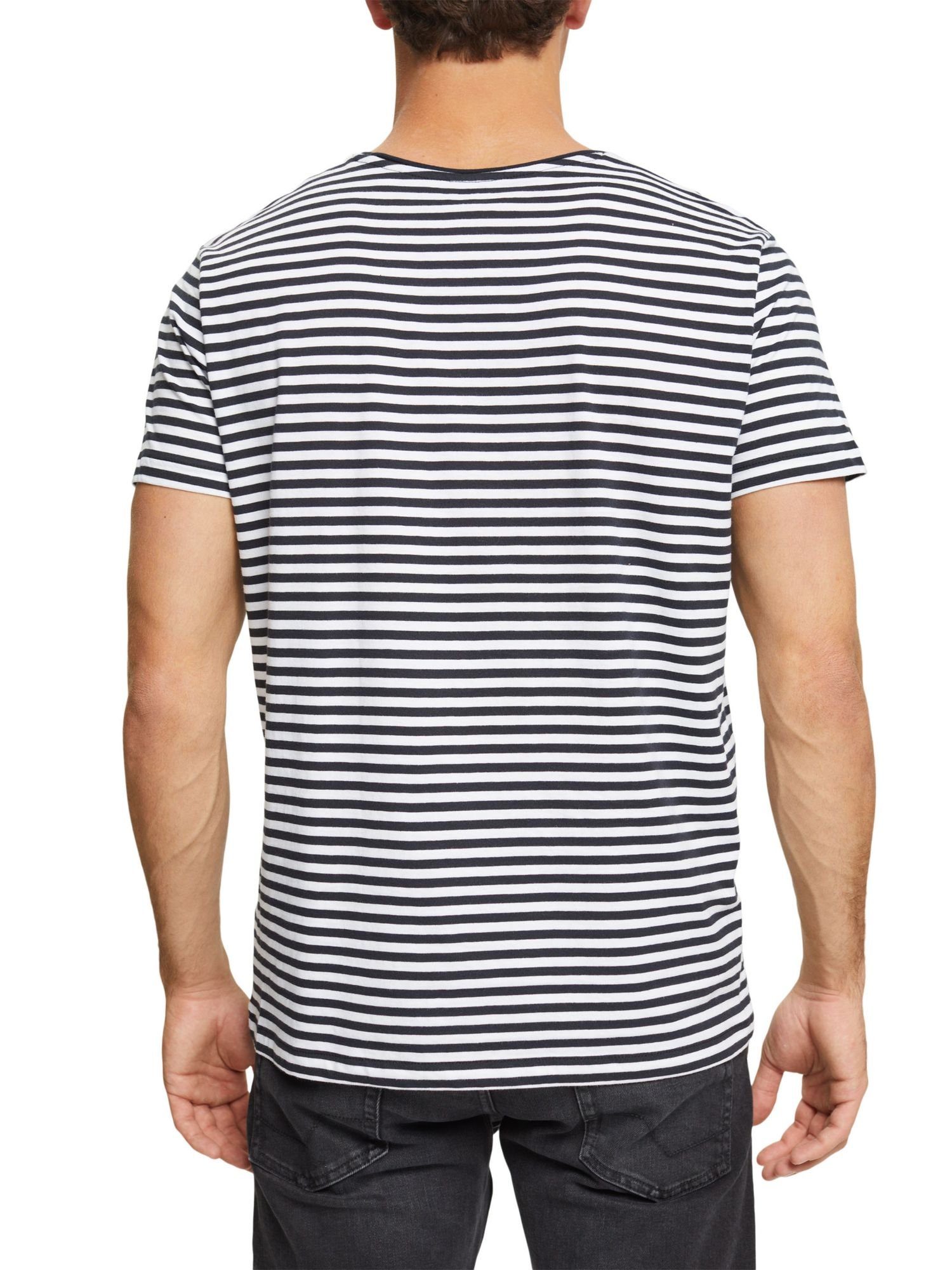 Esprit T-Shirt Jersey-T-Shirt mit (1-tlg) BLACK Streifenmuster