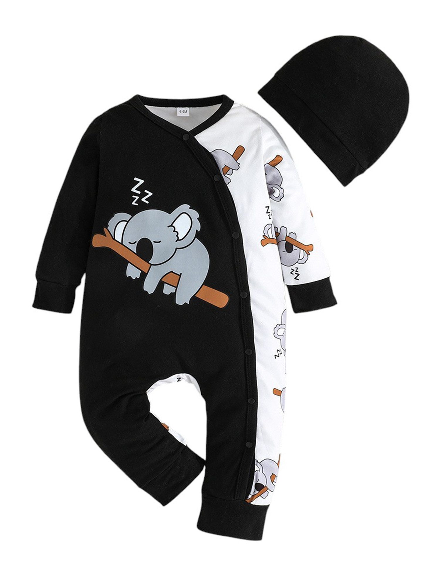Gluckids Ползунки Baby Ползунки mit Tierdruck Neugeborene Bodysuit + Mütze Outfits (2-tlg) Babykleidung Casual Einteiler Romper Frühling & Herbst 
Наборы для младенцев