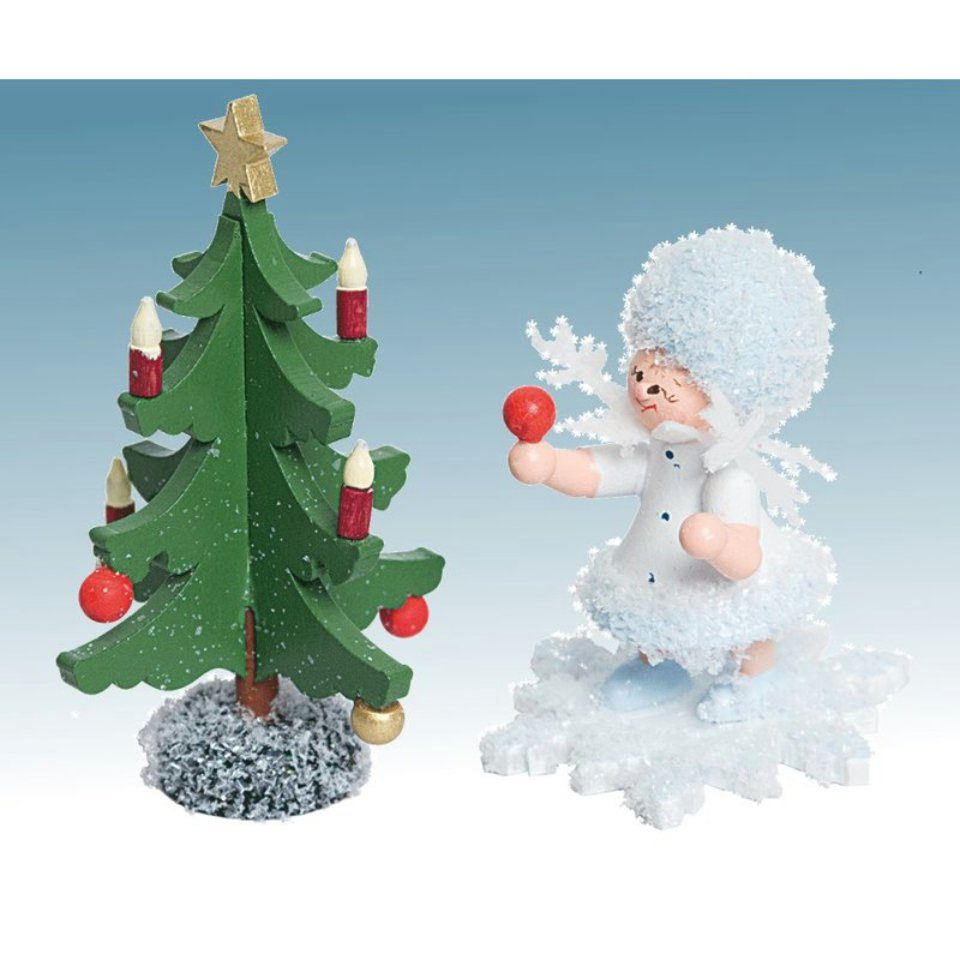 Kuhnert Dekofigur Schneeflöckchen mit Tannenbaum, Handarbeit aus dem