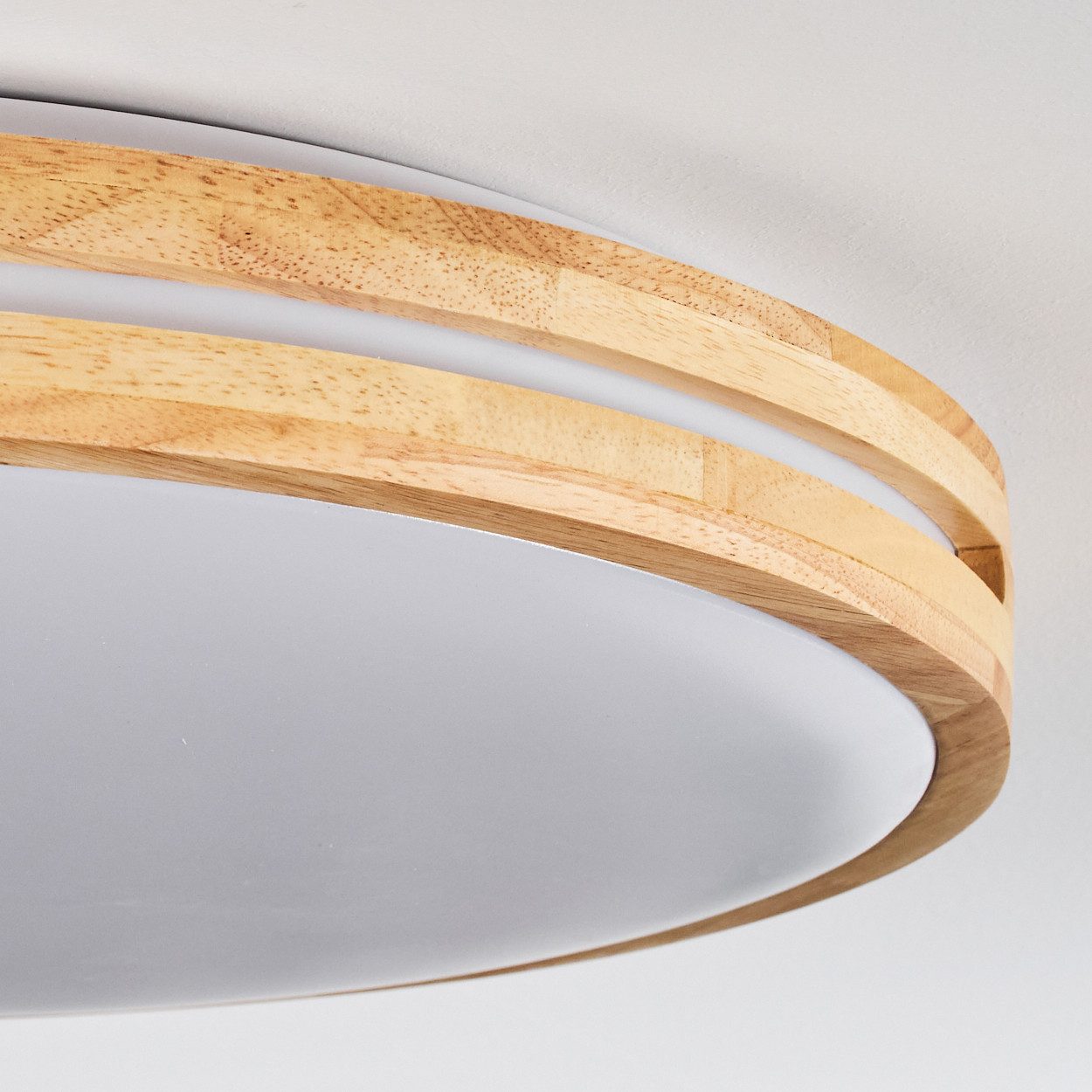 hofstein Deckenleuchte dimmbare Deckenlampe aus Metall/Bambus/Kunststoff in Weiß/Natur, LED wechselbar, 3000 - 6000 Kelvin, LED Leuchte(50cm), 4100 Lumen, 3000 -6000 Kelvin, inkl. Fernbedienung