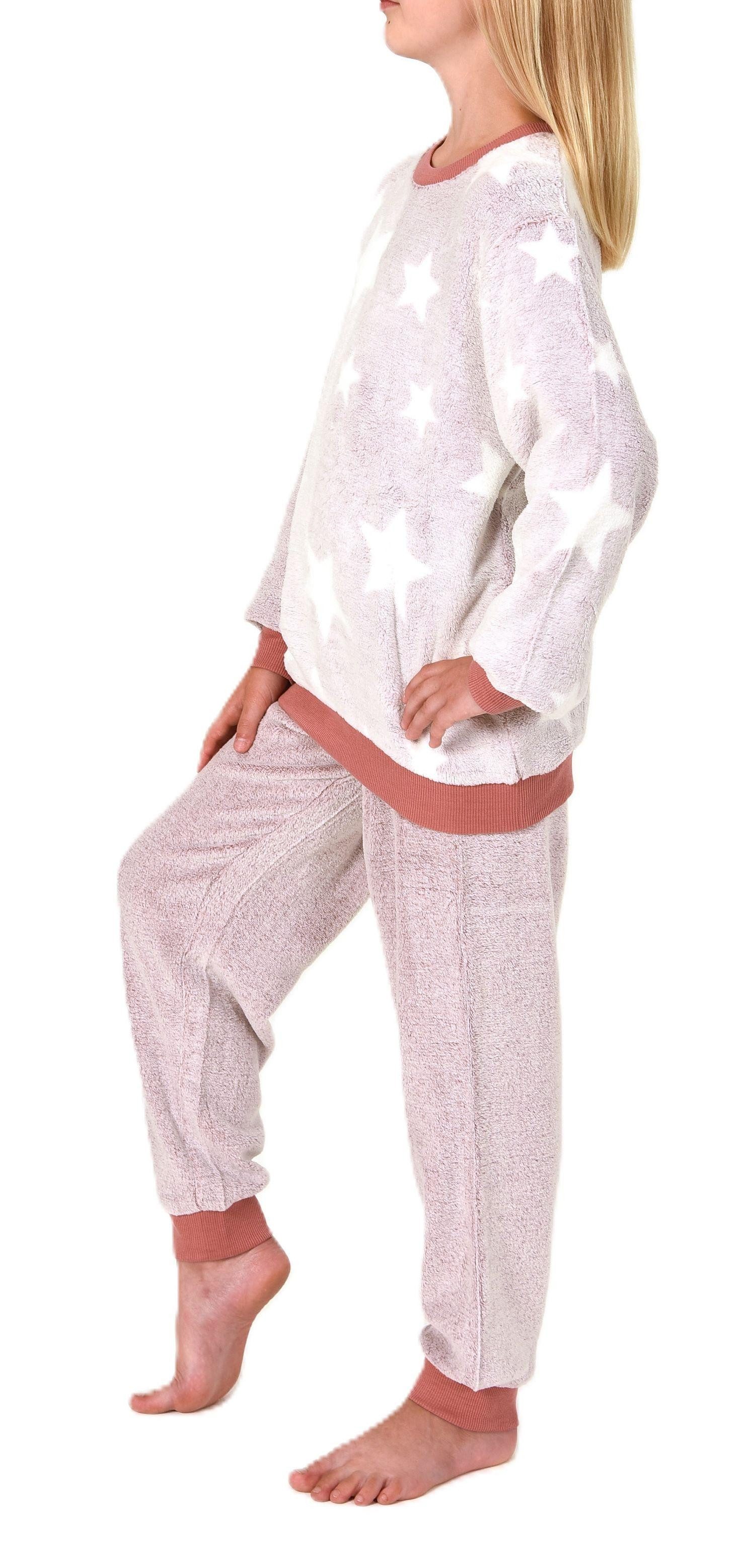 Normann Pyjama Kuschelig warmer Mädchen Schlafanzug Pyjama aus Coralfleece mit Tupfen – Bild 3 von 5