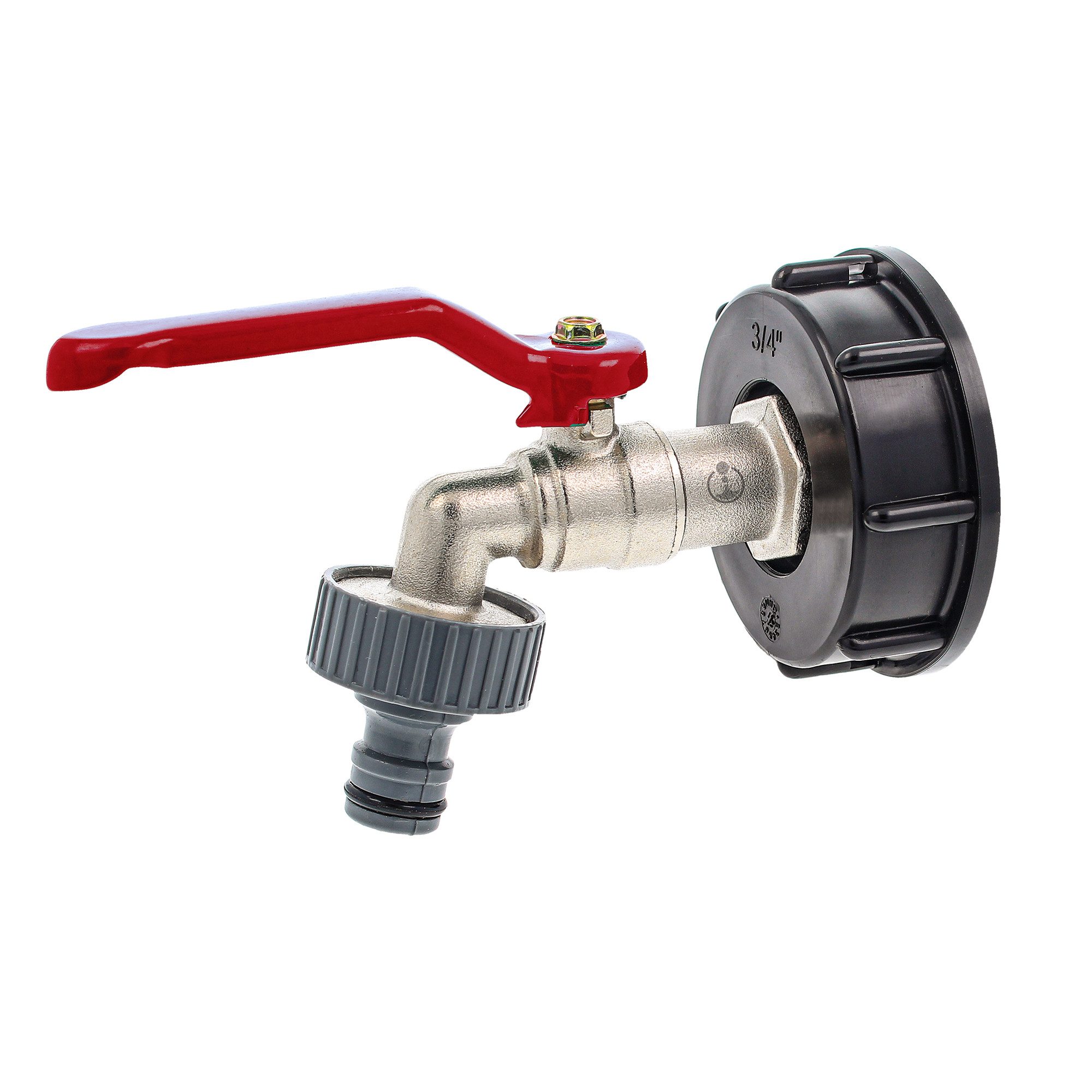 tecuro Regenwassertank Kugelauslaufventil mit Steckkupplung/Schnellkupplung und IBC Adapter