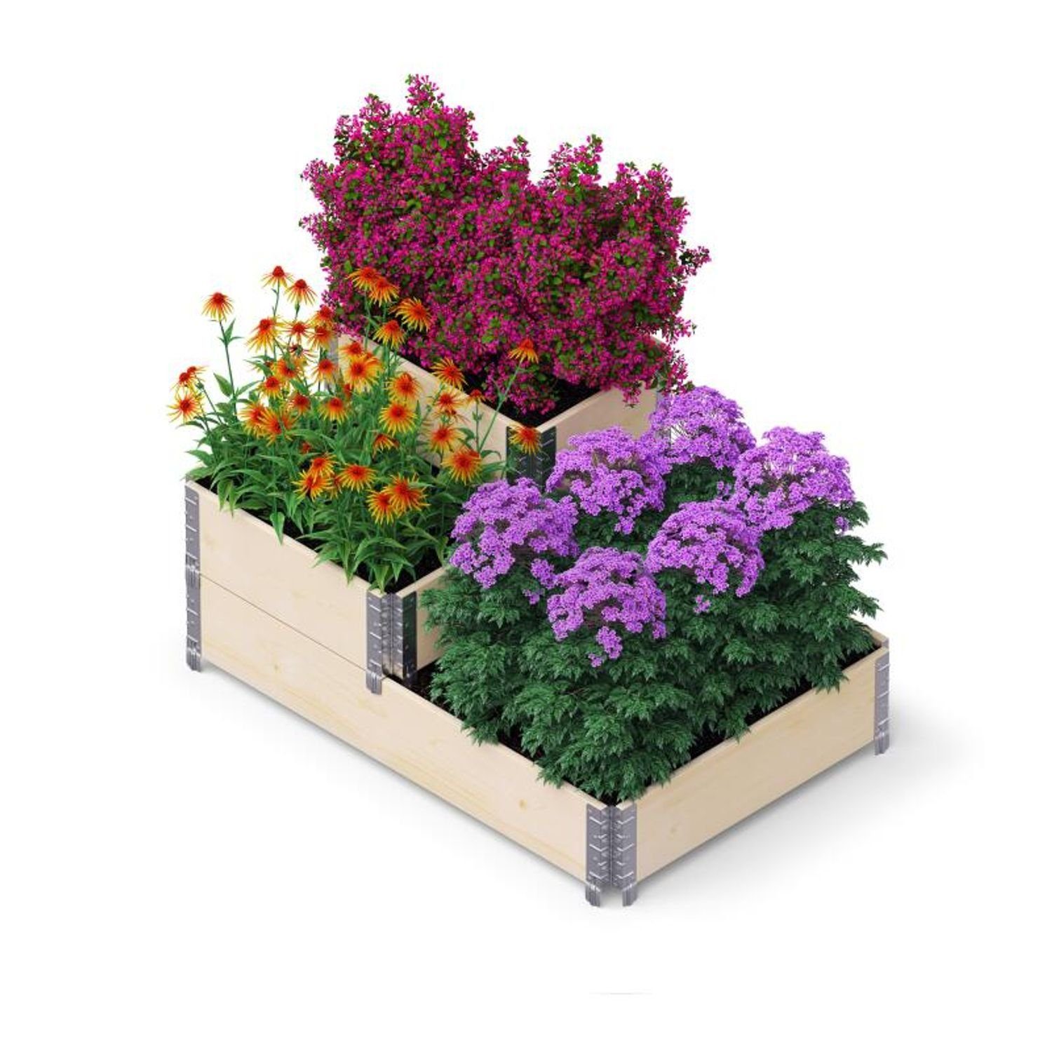 BURI Hochbeet Stufenbeet Hochbeet 3 Ebenen 120x80cm Blumen Kräuter Gemüse, aus Holz