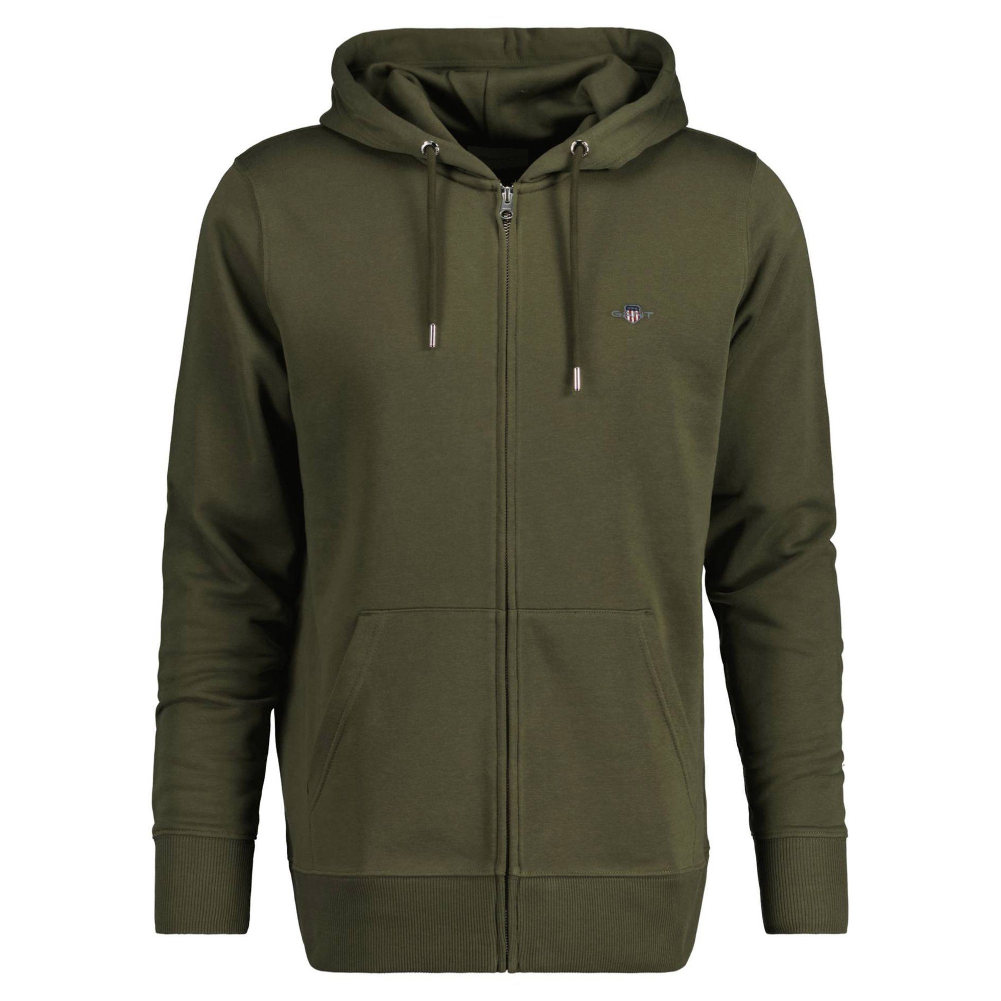 Gant Sweatshirt Herren Sweatjacke - REGULAR SHIELD FULL ZIP Grün