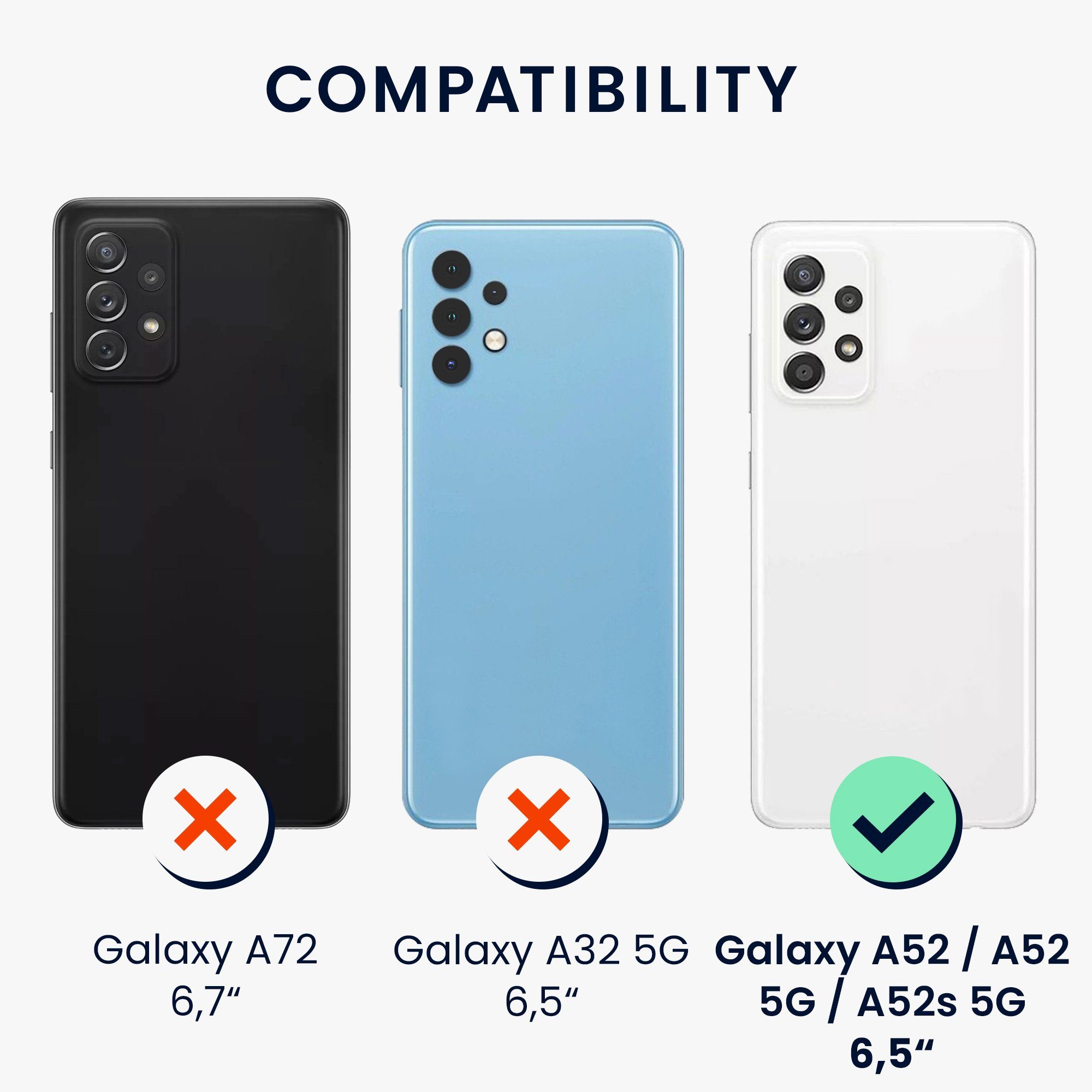 kwmobile Smartphone-Hülle Handyhülle für Samsung Galaxy A52 / A52 5G / A52s 5G Hülle, Weiches Handy Silikon Case - Schutzhülle Cover