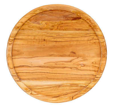 Levandeo® Dekoteller, Flacher Holz Servierteller 30cm Olivenholz Holzteller Natur Unikat