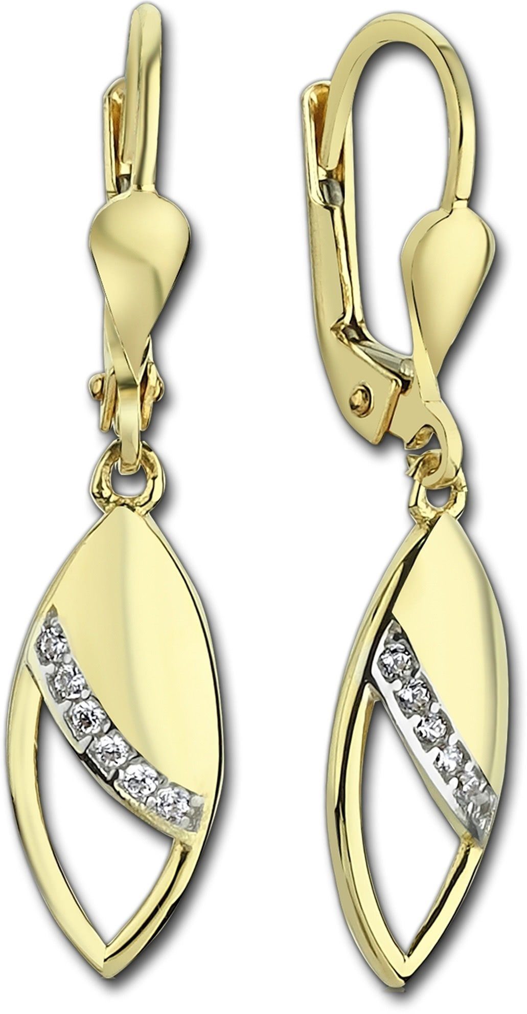 Balia Paar Ohrhänger Balia Damen Ohrhänger Gelbgold 8K (Ohrhänger), Damen Ohrhänger Blatt aus 333 Gelbgold - 8 Karat, Länge ca. 3cm