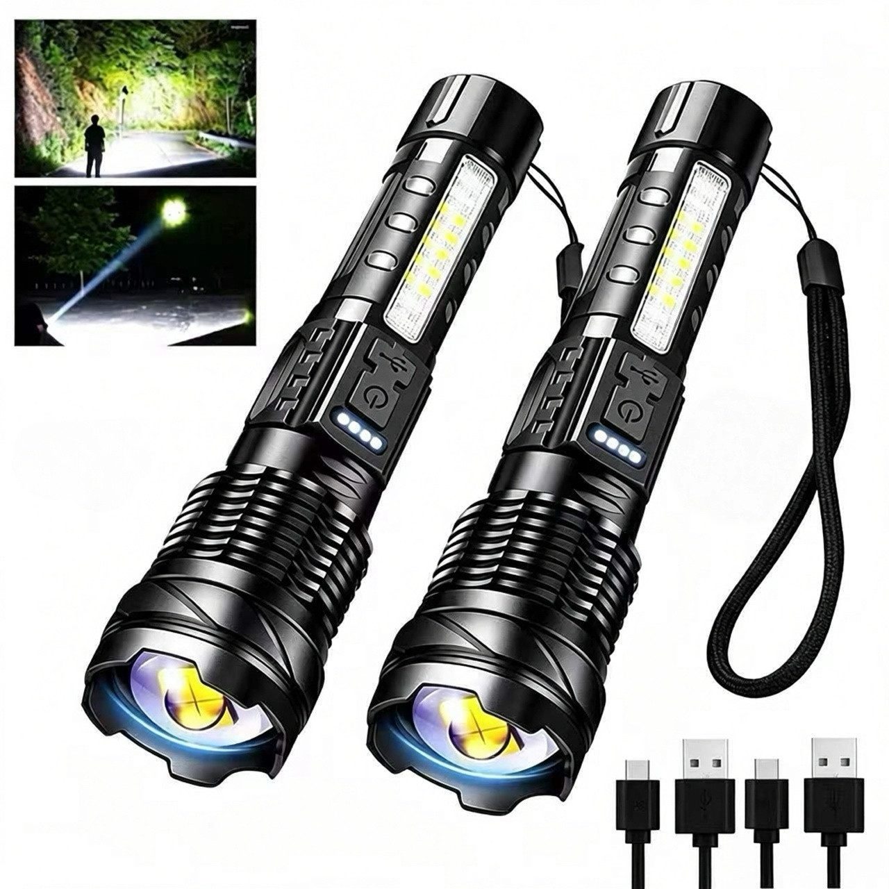 ibettertec Zitruspresse 2in1 Edelstahl Zitruspresse, manuell ergonomisch für Zitrone & Limette, 7 Lichtmodi,Taktische Taschenlampe,2er Set,Extrem Helle