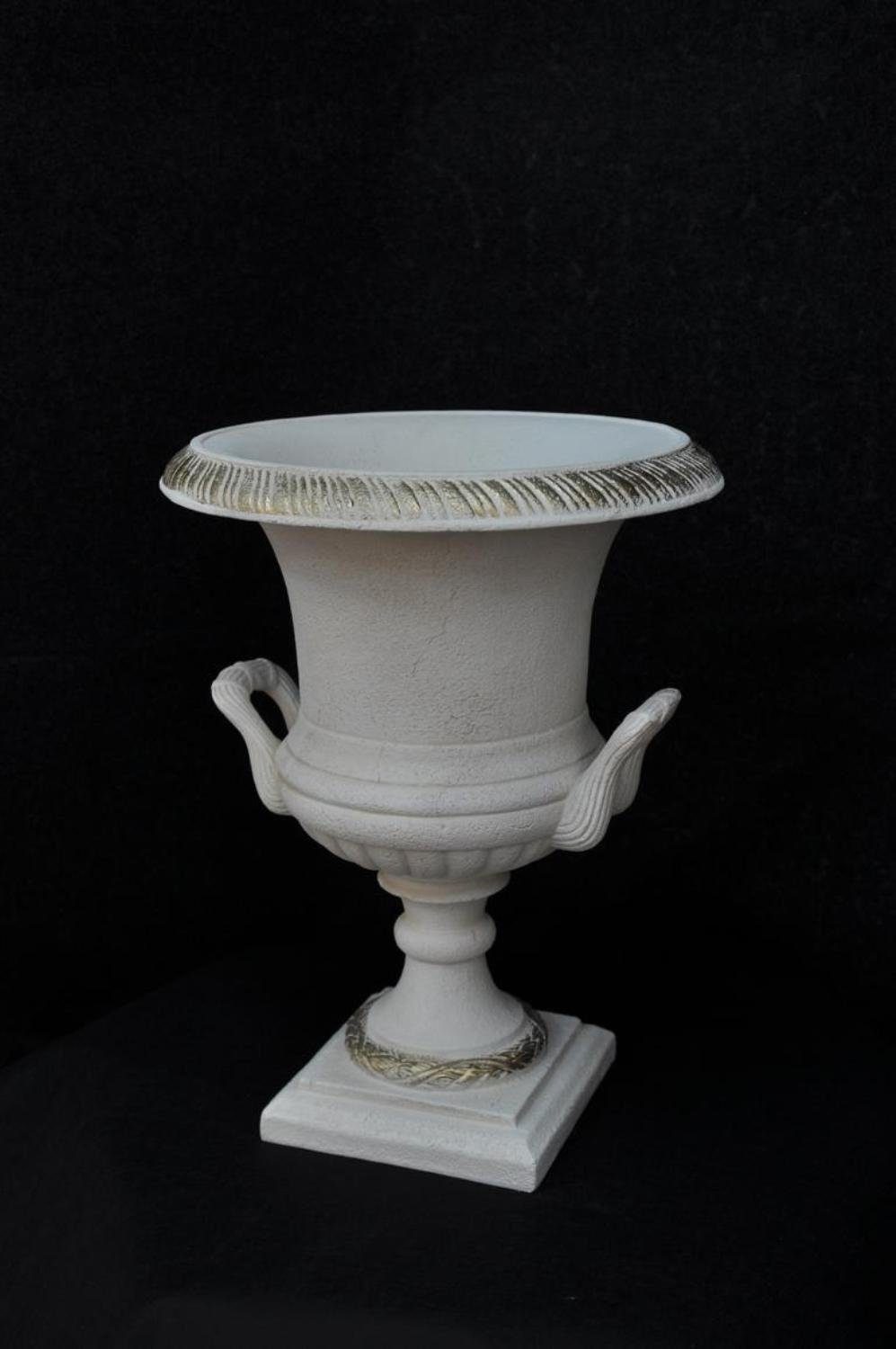 JVmoebel Skulptur Design Blumen Topf XXL Vase Vasen Handarbeit Deko Kelch Pokal Weiß