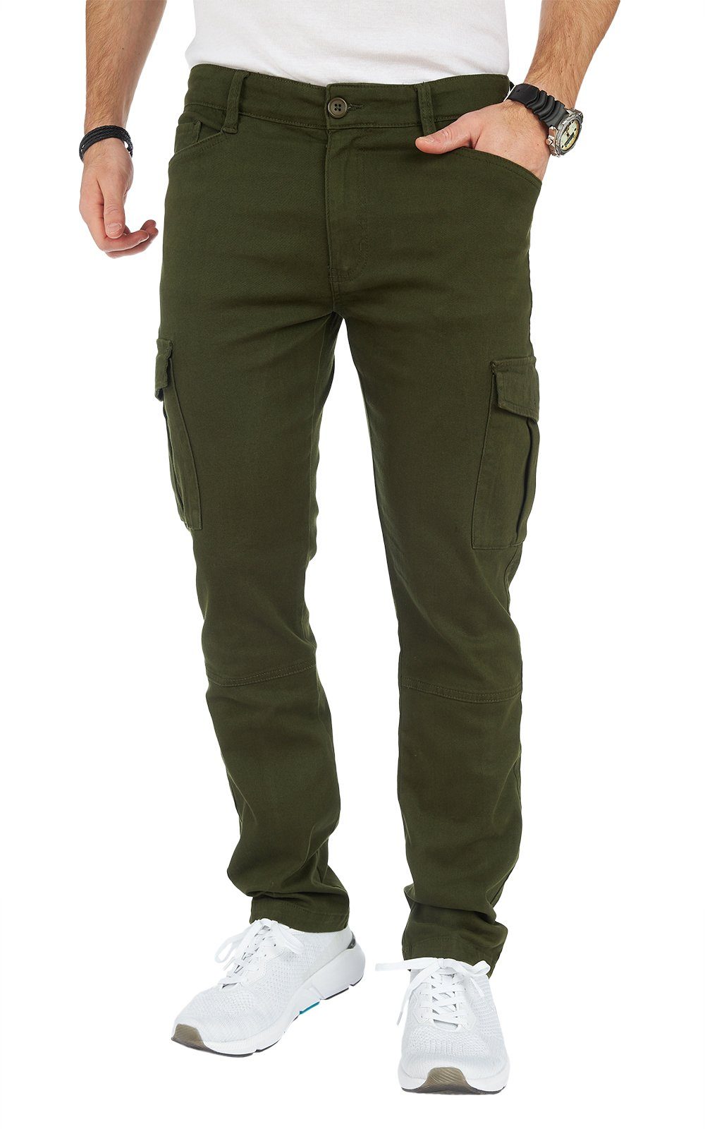 Hose Chino Cargohose männer Styleko Herren Dark Styleko Cargohose Cargohose Green 8010 Cargohose