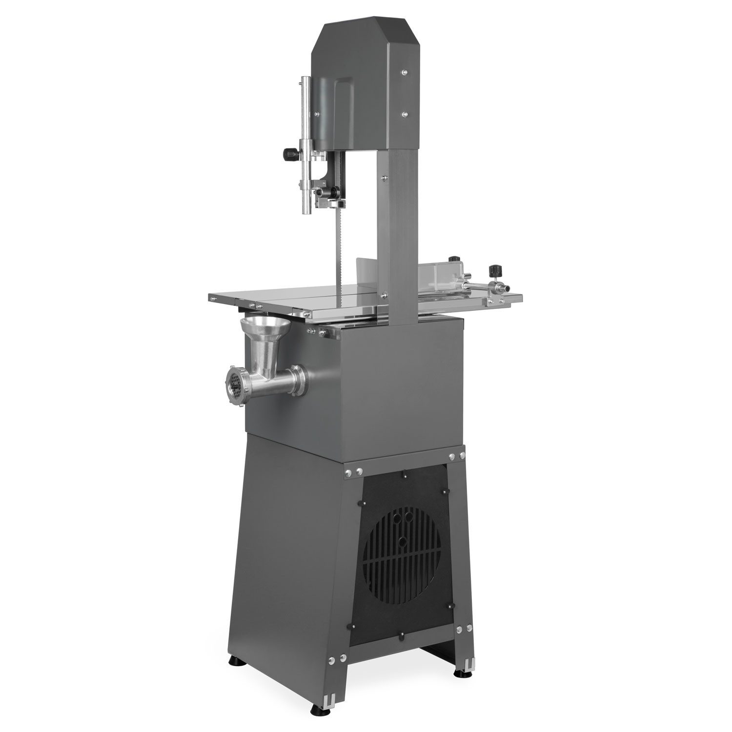 vertes Bandsäge Elektrische Knochenbandsäge mit Fleischwolf, 550 Watt, Sägeblatt aus Edelstahl, Schnittstärke 4-210 mm, Schnitthöhe 240 mm