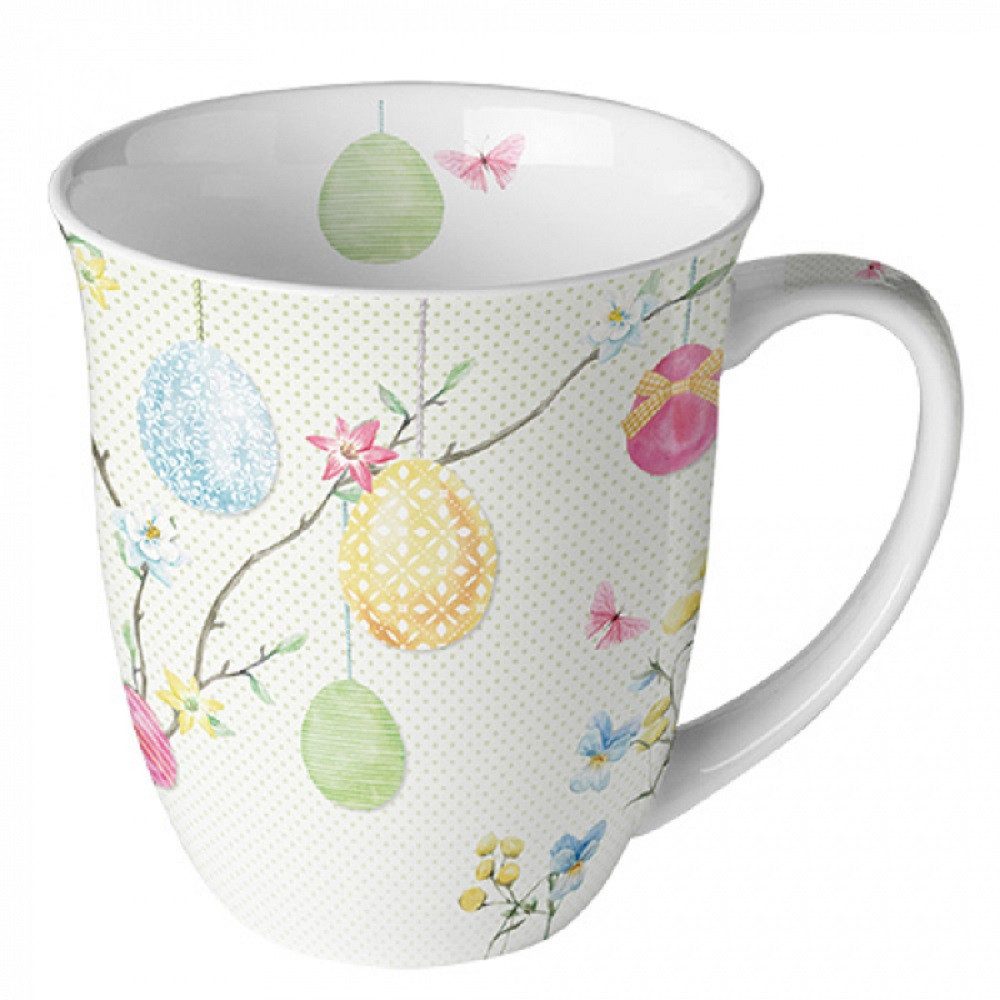 Ambiente Luxury Paper Products Кружки Bauernhof, Sommer, Blumen, Planzen, Tiere, Ostern Kollektion, Porzellan Кружки 0,4 l, Pflanzen, Ostereier, Hängend - Eier, Osterbaum Motiv, Frühling Tischdeko, Osterdeko, Tasse, Mug, Geschenke