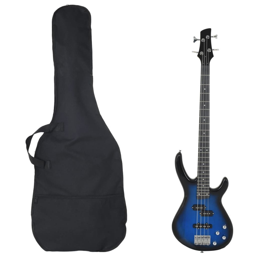 vidaXL Westerngitarre E-Bass für Anfänger mit Tasche Blau und Schwarz 4/4 46"