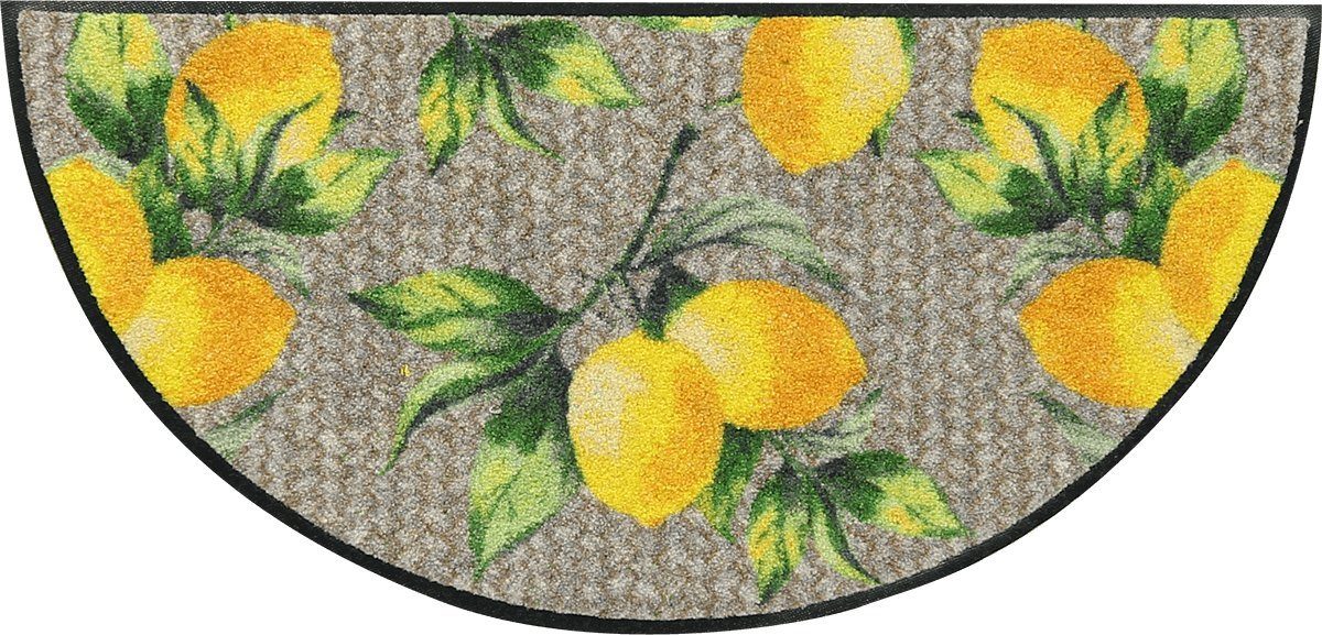 Fußmatte Salonloewe LEMONS PURE Fußmatte Wohnmatte halbrund 42 x 85 cm, Salonloewe, Halbrund, Höhe: 7 mm, In- und Outdoor, waschbar bei 40° Grad in der Waschmaschine und trocknergeeignet