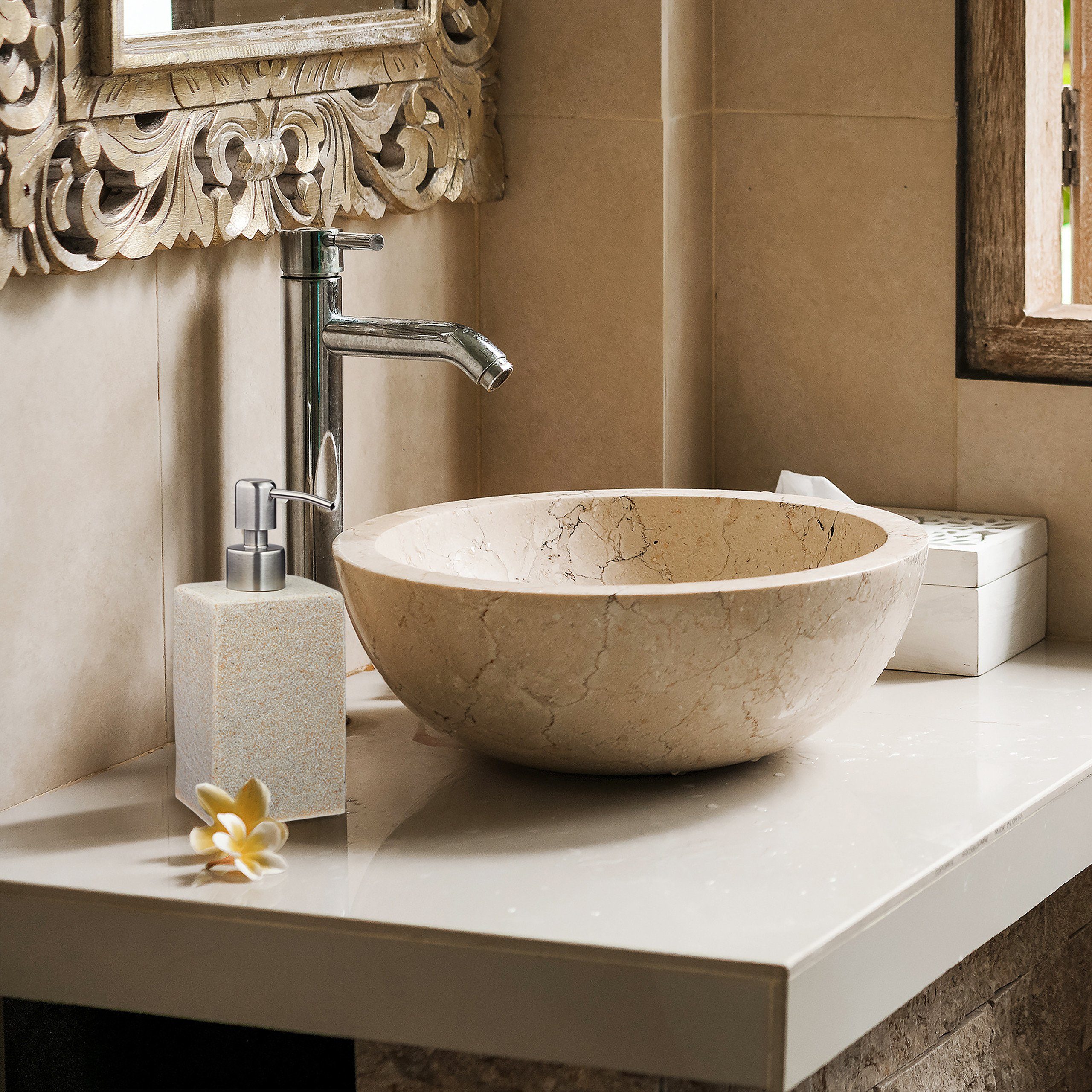 relaxdays Seifenspender Steinoptik eckig, Sand günstig online kaufen