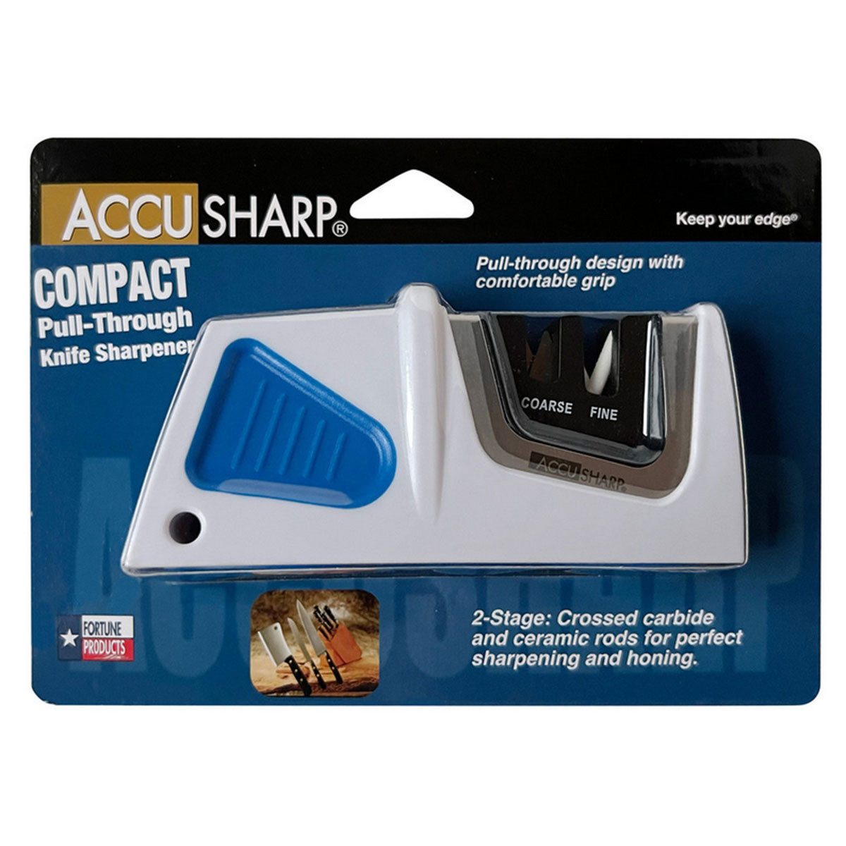 Accusharp Messerschärfer Pull-Through Compact Knife Sharpener - Messerschärfer Blau-Weiß
