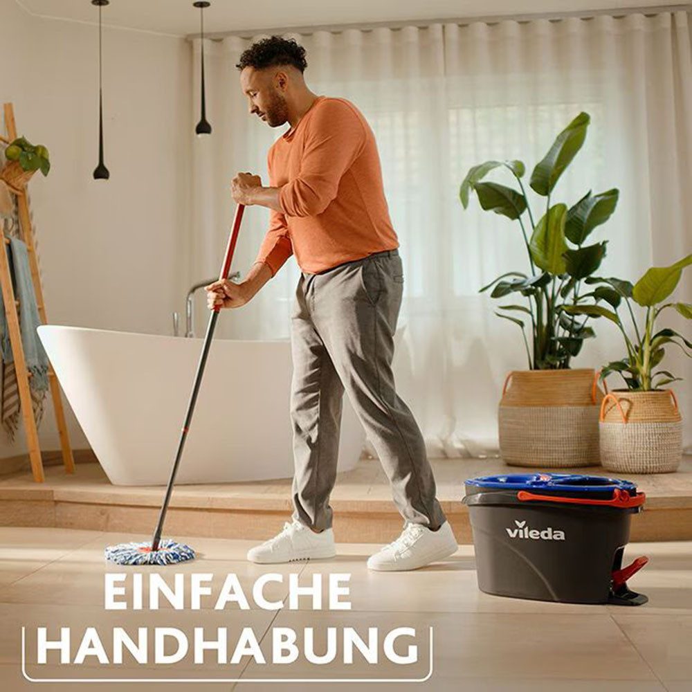 Vileda Bodenwischer-Set Vileda H2PrO Spin Mop System, (Set, 3-St), Sauberes Wasser bei jedem Ausspülen