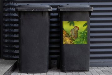 MuchoWow Wandsticker Grünspecht schräg auf Baum (1 St), Mülleimer-aufkleber, Mülltonne, Sticker, Container, Abfalbehälter
