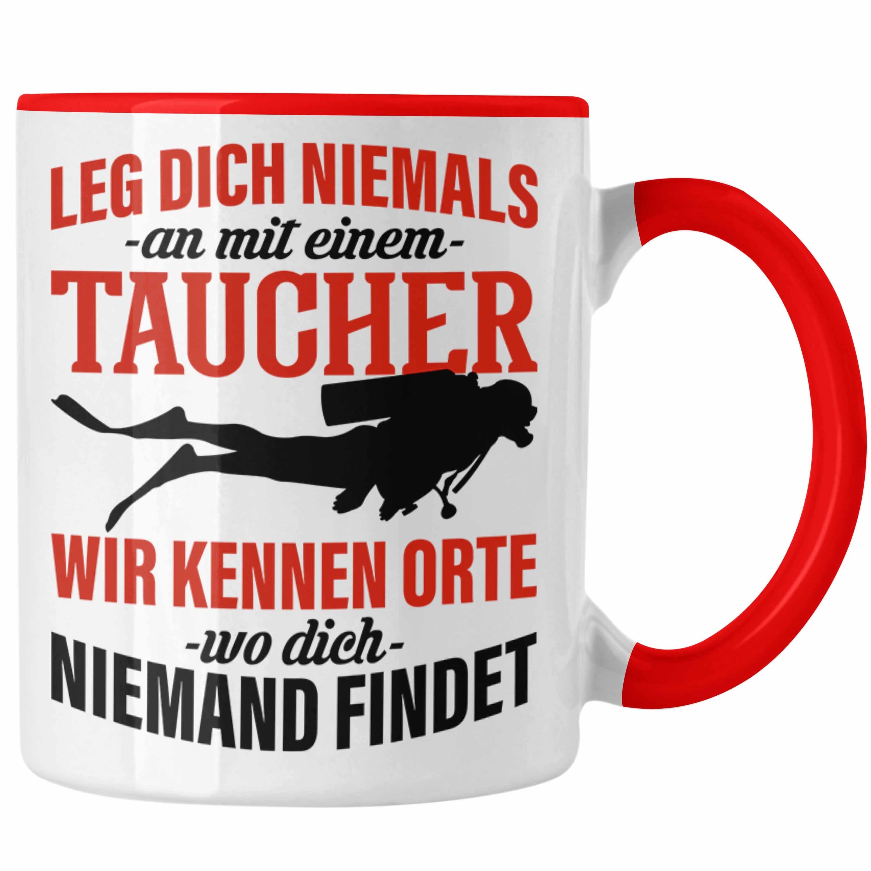 Trendation Tasse Leg Dich Nicht Mit Einem Taucher An Tasse Geschenk Tauch-Lehrer Sport Rot | Tassen