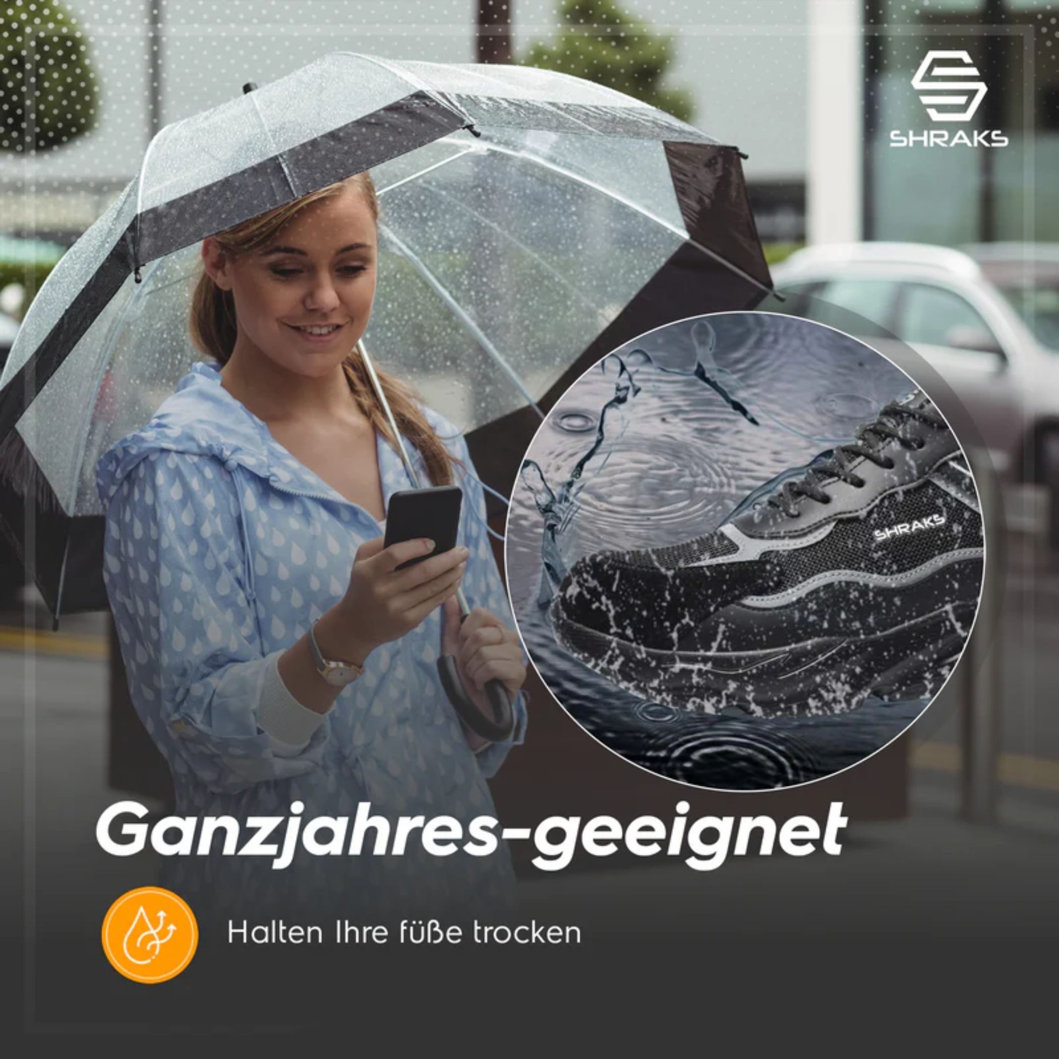 Shraks Moda Sicherheitsschuhe Bequem, Stahlkappe, Rutschfest,ISO20345 Arbeitsschuh