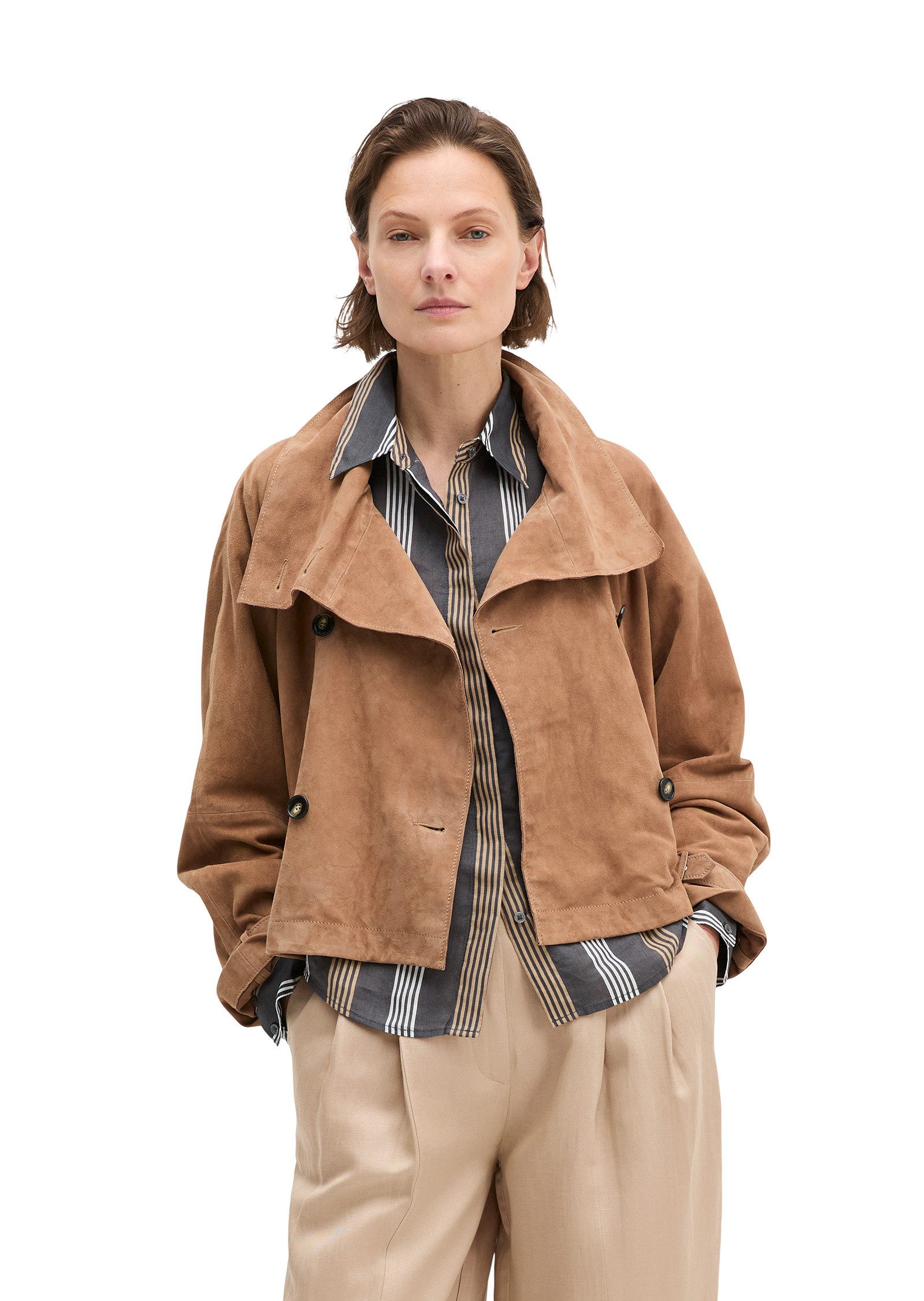 Marc O'Polo Lederjacke aus softem Ziegenvelours-Leder