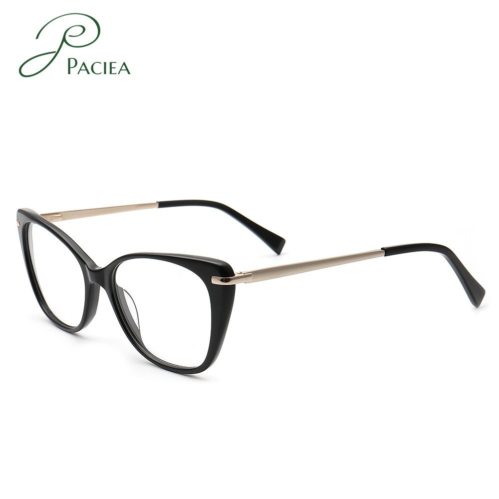 PACIEA Brille Damen Cat Eye Anti Blaulicht Klassische Oversized Metall Bügel