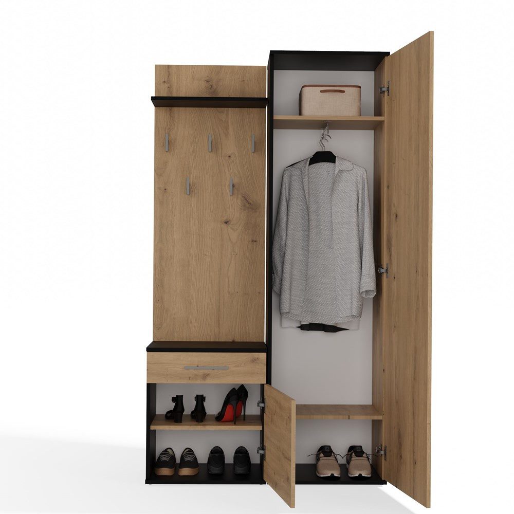 MAGOWA Kompaktgarderobe Moderner Kleiderschrank mit Spiegel günstig online kaufen
