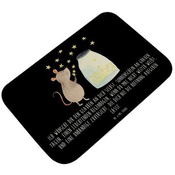 Badematte Maus Sterne - Schwarz - Geschenk, Duschvorleger, Badematte, Tiere, Du Mr. & Mrs. Panda, Höhe 1 mm, 100% Polyester, rechteckig, Saugstark