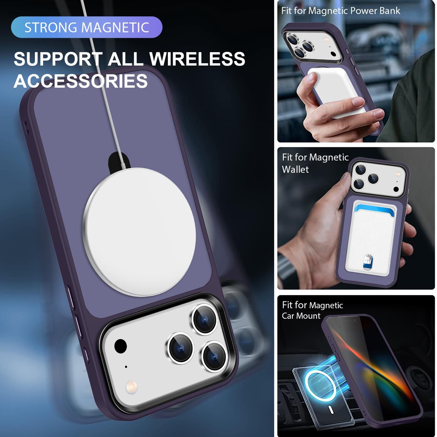 CoolGadget Handyhülle Hybrid Luxury Handy Case für iPhone 17 Pro 6,3 Zoll, Hülle Massiv Metallring aufklappbar Schutzhülle für Magsafe Zubehör – Bild 5 von 5