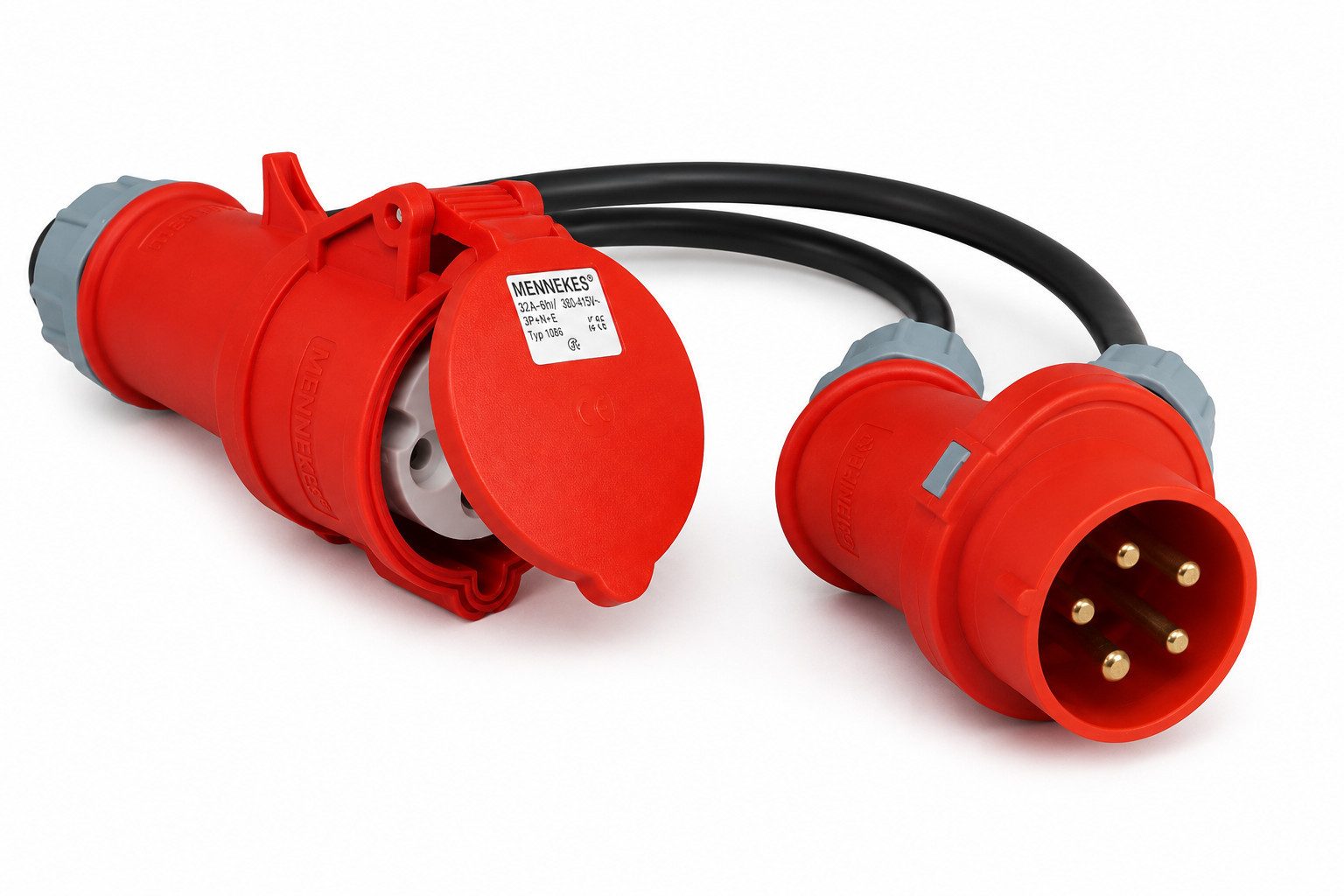 Kopp CEE-Adapterleitung 80 cm Verlängerungskabel mit Klappdeckel CEE-Adapterkabel, CEE Adapter Camping Adapterkabel Stromkabel Stromversorgung