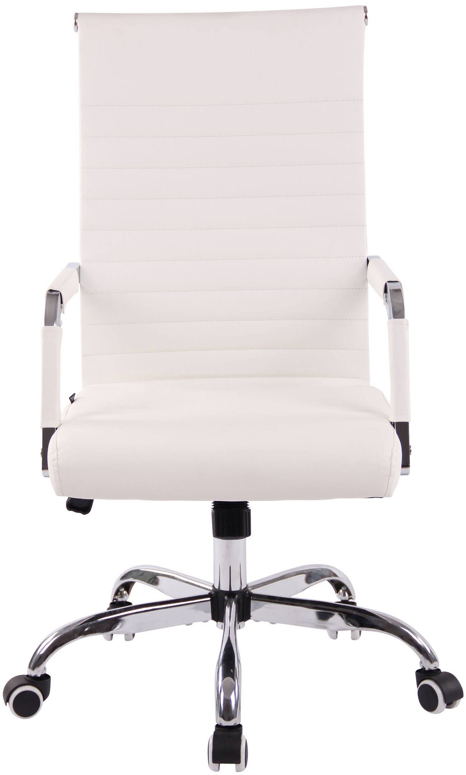- mit - bequemer TPFLiving (Schreibtischstuhl, weiß drehbar Drehstuhl, 360° höhenverstellbar Bürostuhl Bürostuhl und Kunstleder Chefsessel, Gestell: Rückenlehne Metall Sitzfläche: Amadeus XXL), chrom