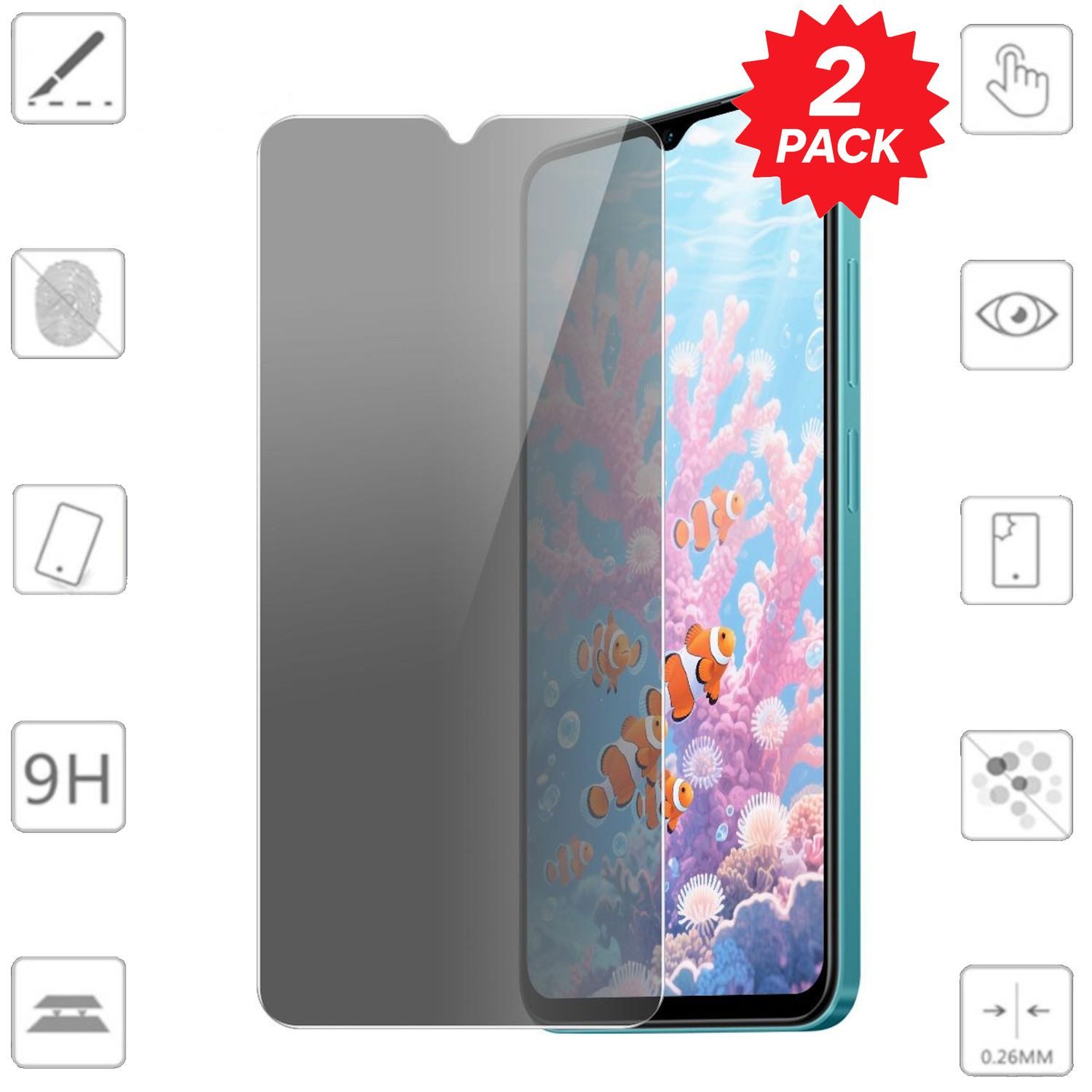 Wigento Handyhülle Für Samsung Galaxy A17 5G / 4G 2x 2.5D Privacy Display 9H Hart Glas, Spar Set Privacy Display Schutz Glas