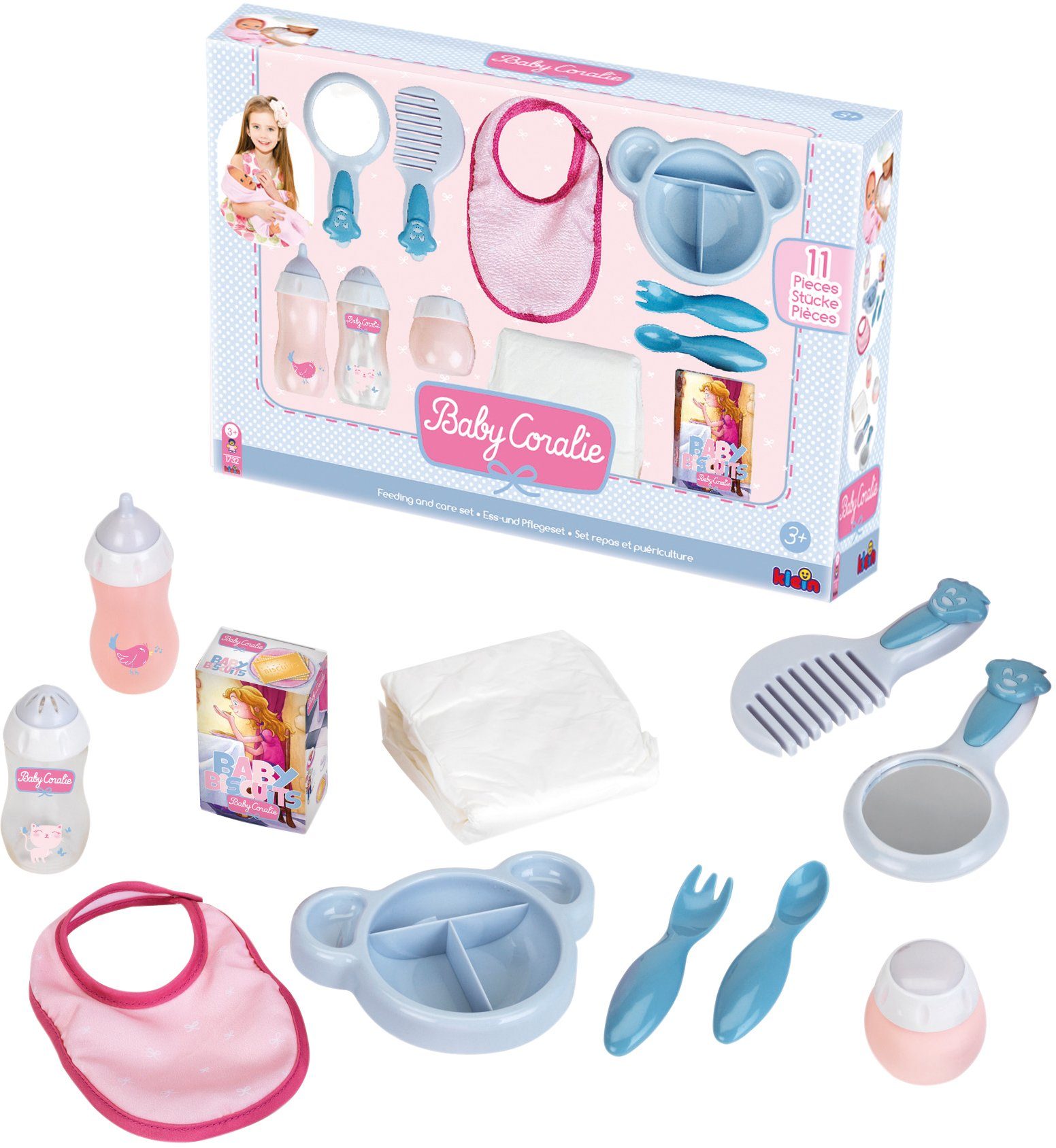 Klein Puppen Accessoires-Set Baby Coralie, Ess- und Pflegeset