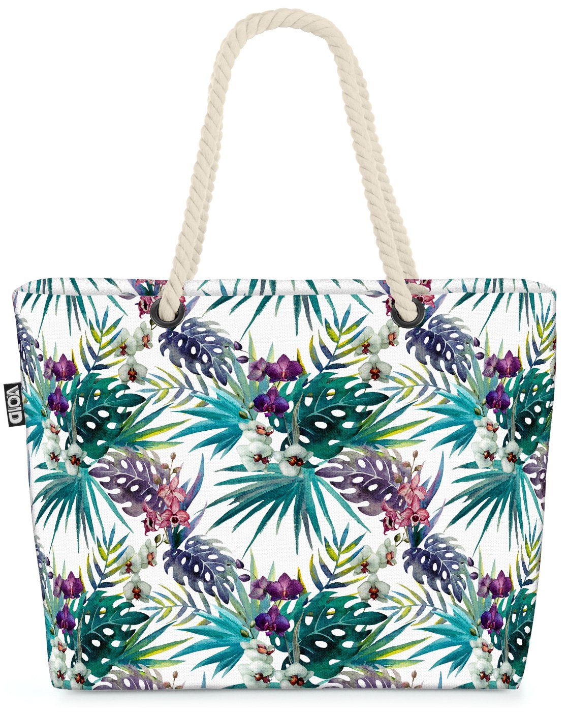 Orchidee floral tropisch Beach (1-tlg), VOID Frühling Orchidee Palme Bag Strandtasche Blüten Blätter