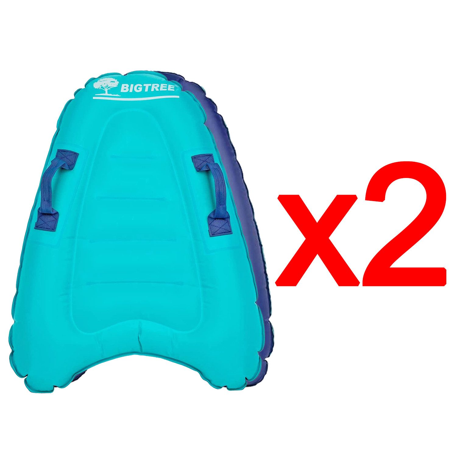 BIGTREE Schwimmhilfe Aufblasbare Bodyboard Schwimmbrett für Pool, Luftkissen für Schwimmen (2-tlg., Pool Schwimmhilfe mit Griffen für Jugendliche & Erwachsene), Maße aufgeblasen: 52 cm x 75cm x 15cm