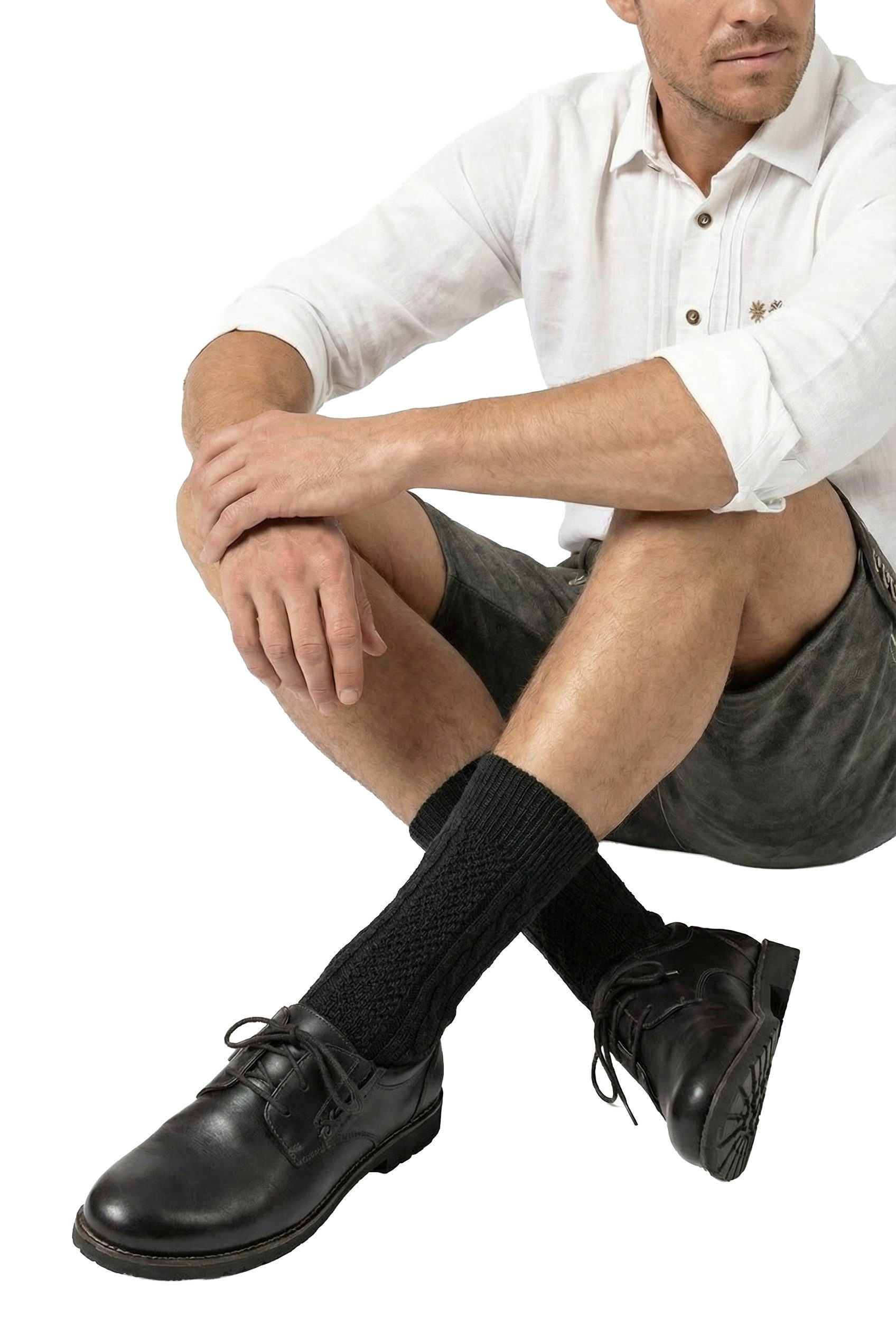 Moschen-Bayern Trachtensocken Trachtensocken Trachtenstrumpf Herren Trachtenstümpfe Socken Grau Zopfmuster