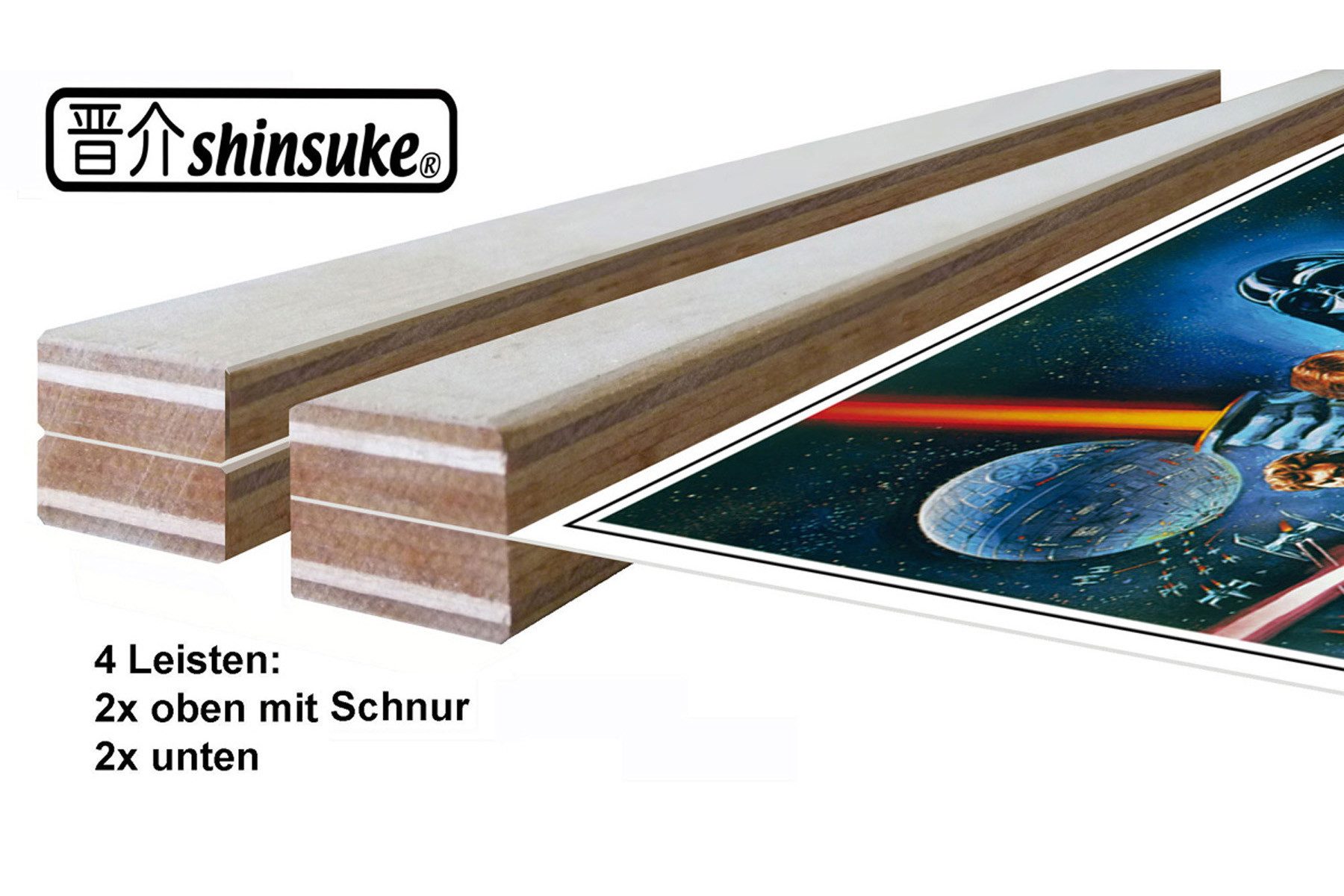 Bilderrahmen Holz-Posterleisten 61 cm - Posterleisten - 2 Paar, Magneten natur