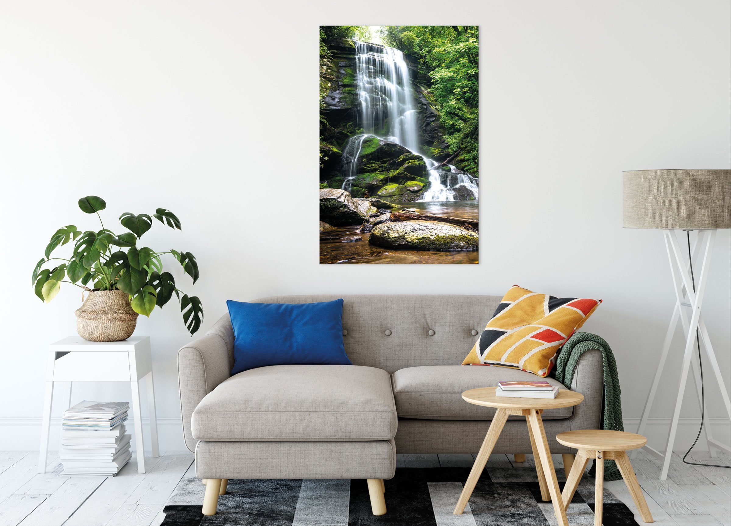 Pixxprint Leinwandbild Wasserfall, fertig bespannt, Leinwandbild Zackenaufhänger inkl. Wasserfall St), (1