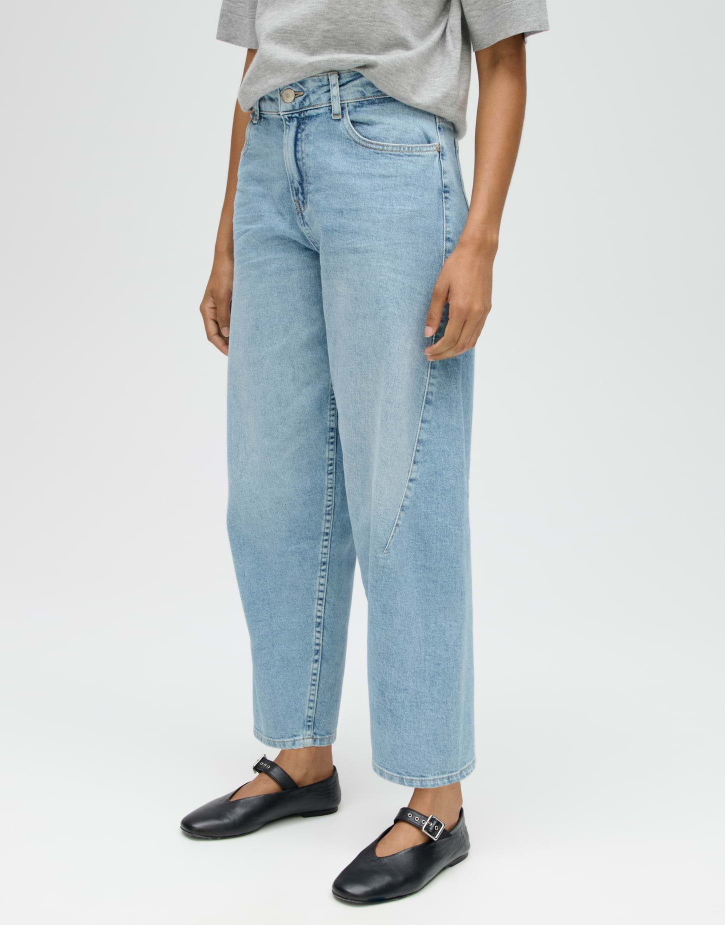 OPUS Relax-fit-Jeans Barrel Jeans aus BCI Cotton Mix Mid Rise Weicher Griff, 5-Pocket-Design, verdeckter Zip-Fly