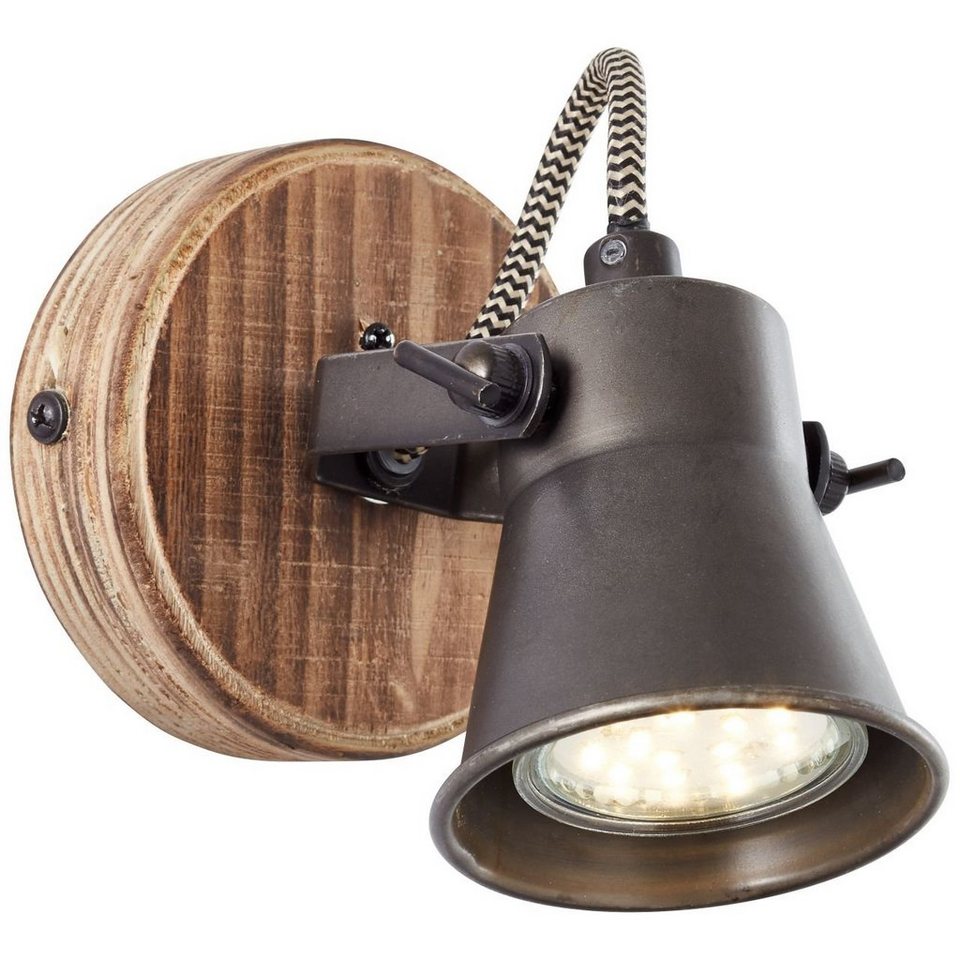 Brilliant Wandleuchte Seed, Lampe Seed Wandspot schwarz stahl/holz hell 1x  PAR51, GU10, 5W, geei